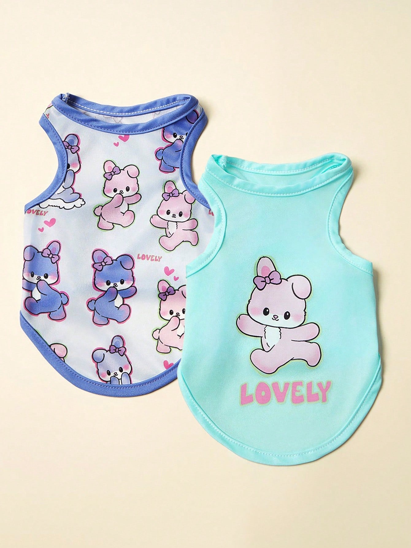 2pc Pet Cat Dog Universal Pink Daisy Cute Print Casual Comfortable Breathable Dog Vest