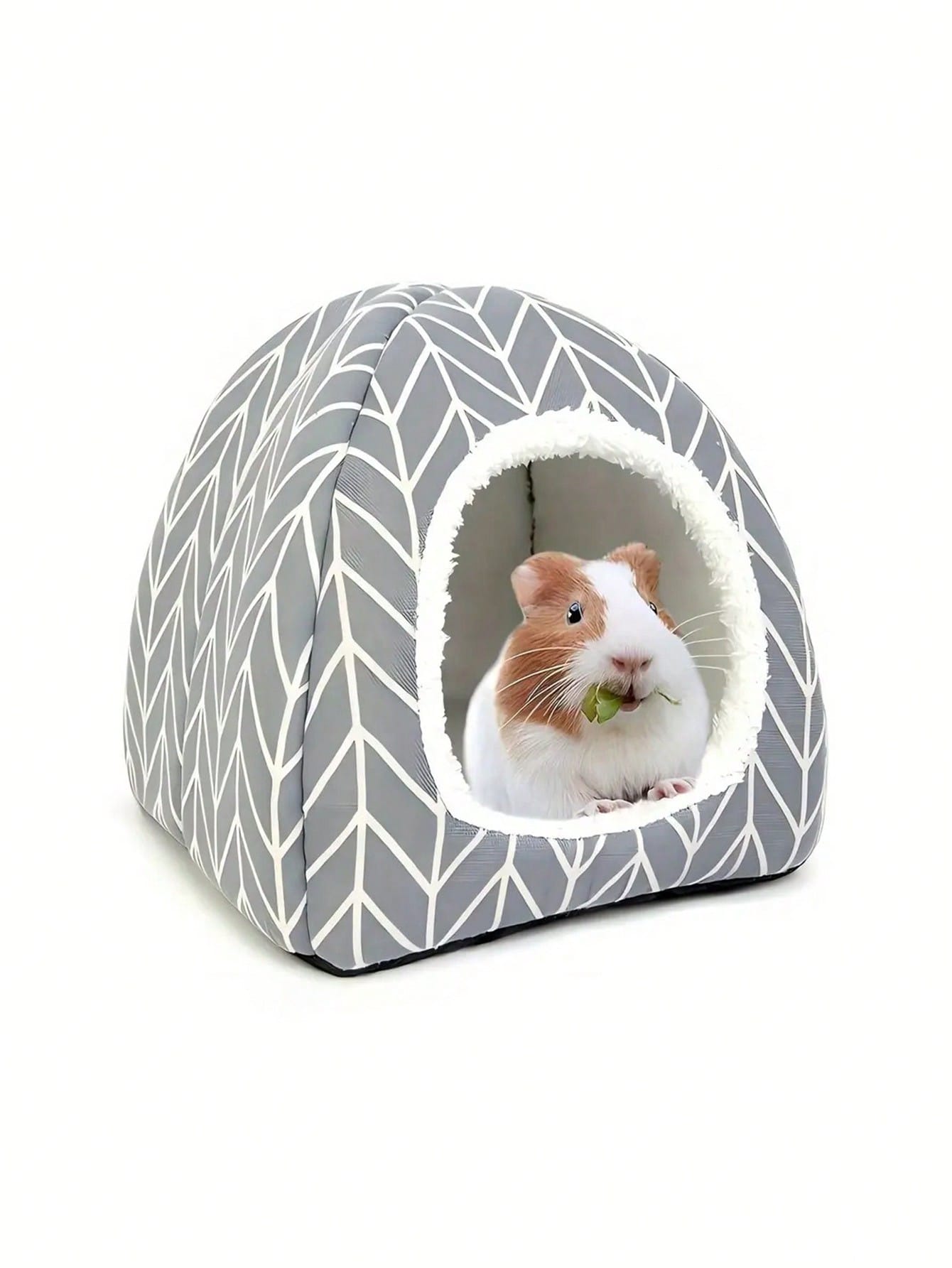 Pink strawberry pattern hamster bed hideaway nest made of soft polyester for small pets.