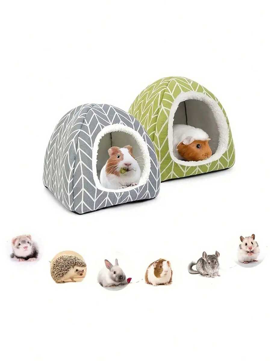 Pink strawberry pattern hamster bed hideaway nest made of soft polyester for small pets.