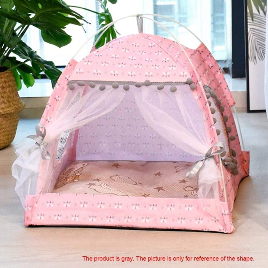 Multicolor princess style pet tent bed for cats and small dogs featuring a breathable sunshade design.