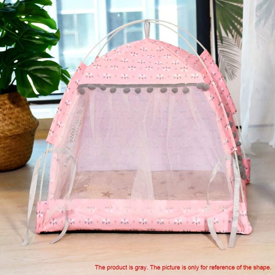 Multicolor princess style pet tent bed for cats and small dogs featuring a breathable sunshade design.