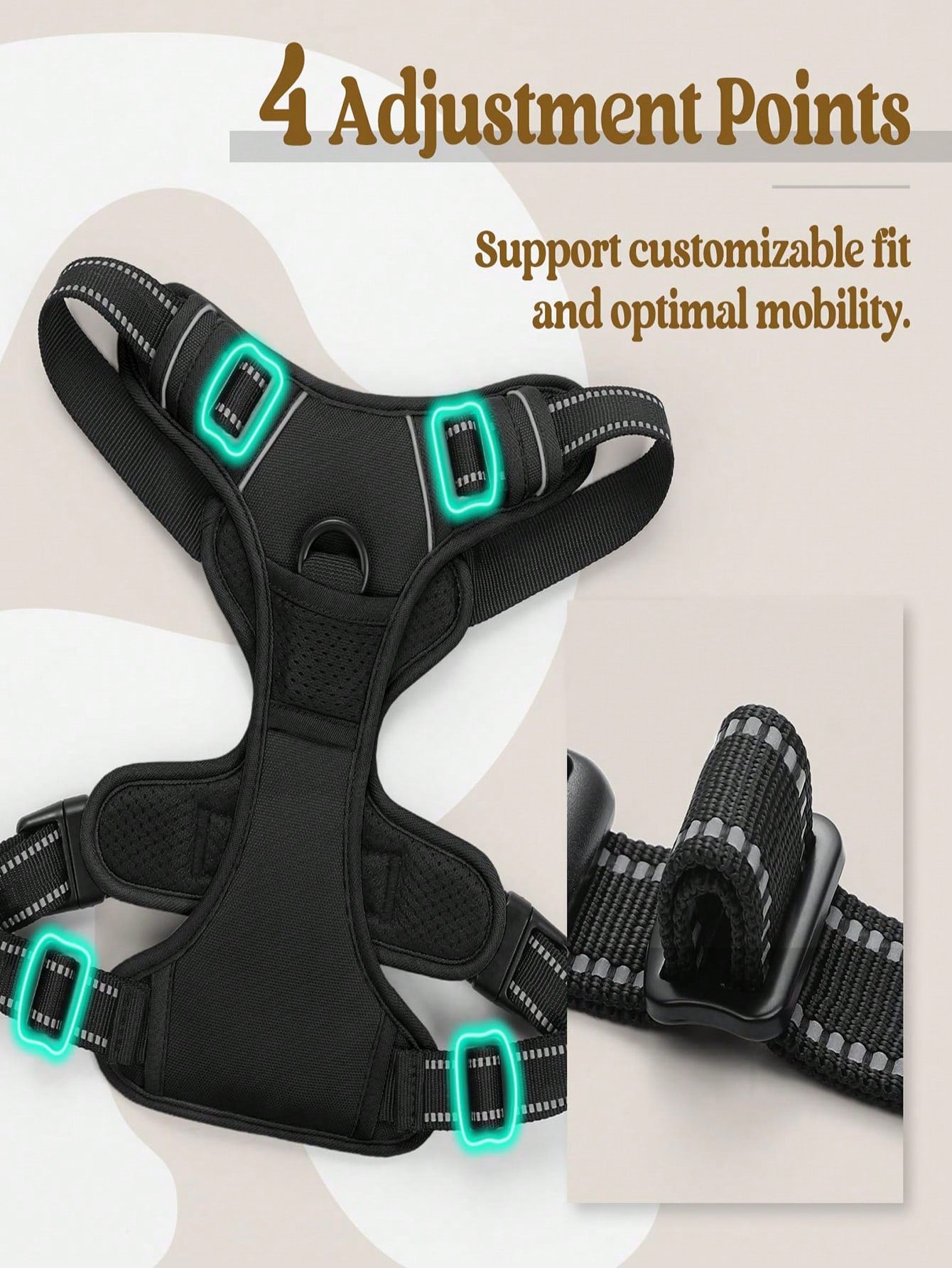 Anti-Pull Dog Harness With Dual Leash Clips, Adjustable Soft Padded Reflective Oxford Vest (No Choking), Easy-Control Handle – Fits All Dog Sizes. Please Check Sizing Before Ordering! (Harness Only, Leash Sold Separately!!)
