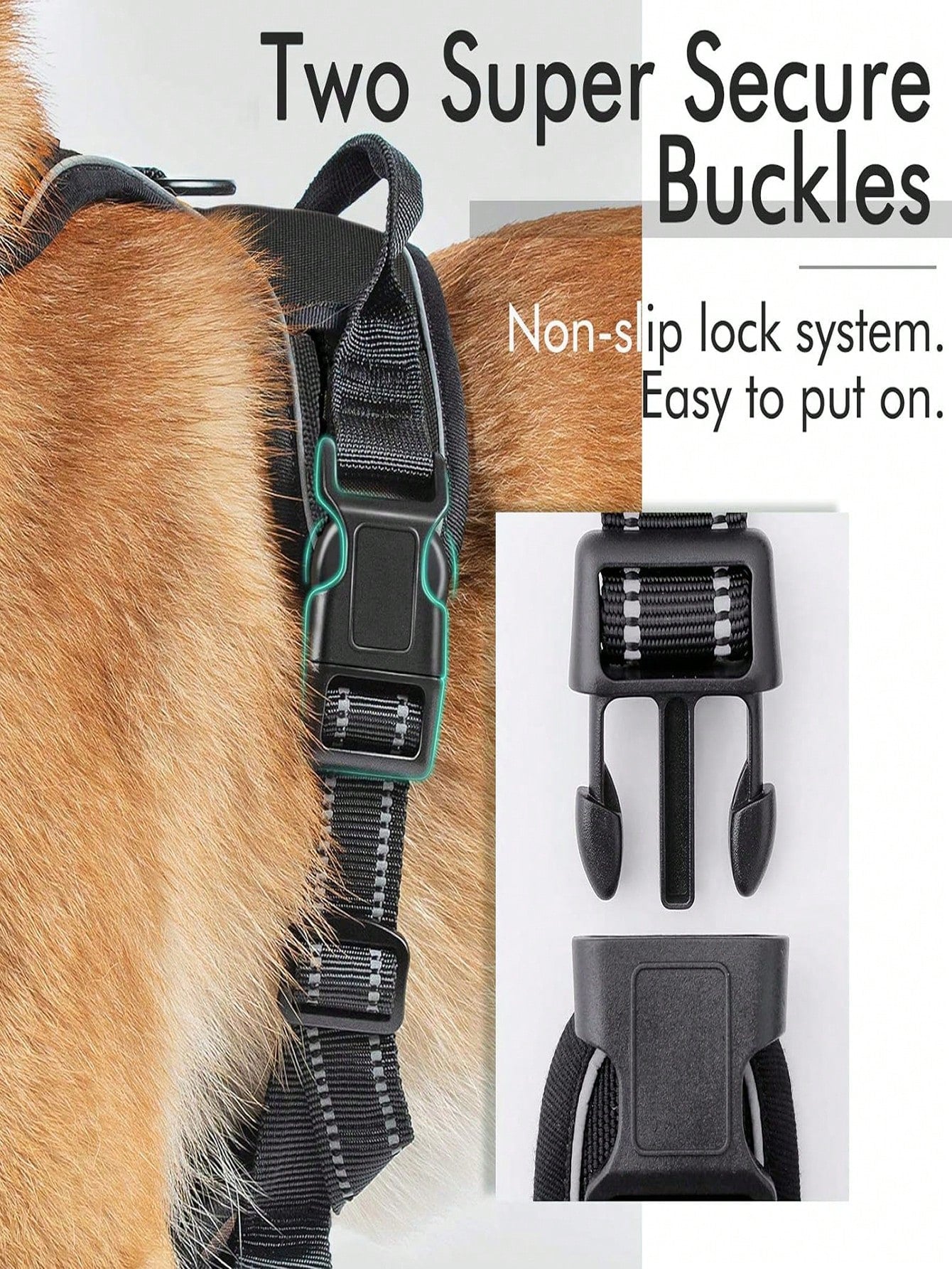 Anti-Pull Dog Harness With Dual Leash Clips, Adjustable Soft Padded Reflective Oxford Vest (No Choking), Easy-Control Handle – Fits All Dog Sizes. Please Check Sizing Before Ordering! (Harness Only, Leash Sold Separately!!)
