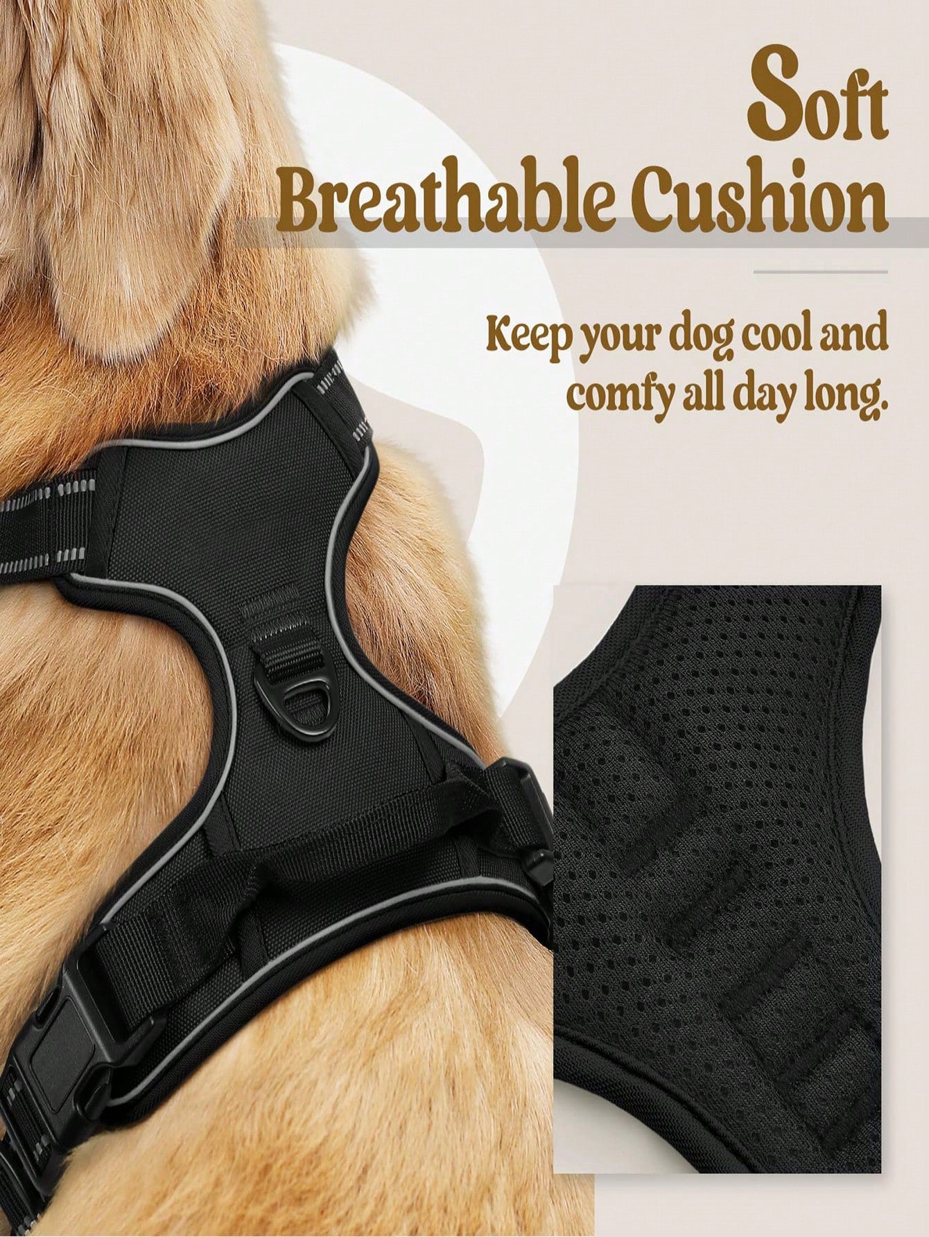 Anti-Pull Dog Harness With Dual Leash Clips, Adjustable Soft Padded Reflective Oxford Vest (No Choking), Easy-Control Handle – Fits All Dog Sizes. Please Check Sizing Before Ordering! (Harness Only, Leash Sold Separately!!)