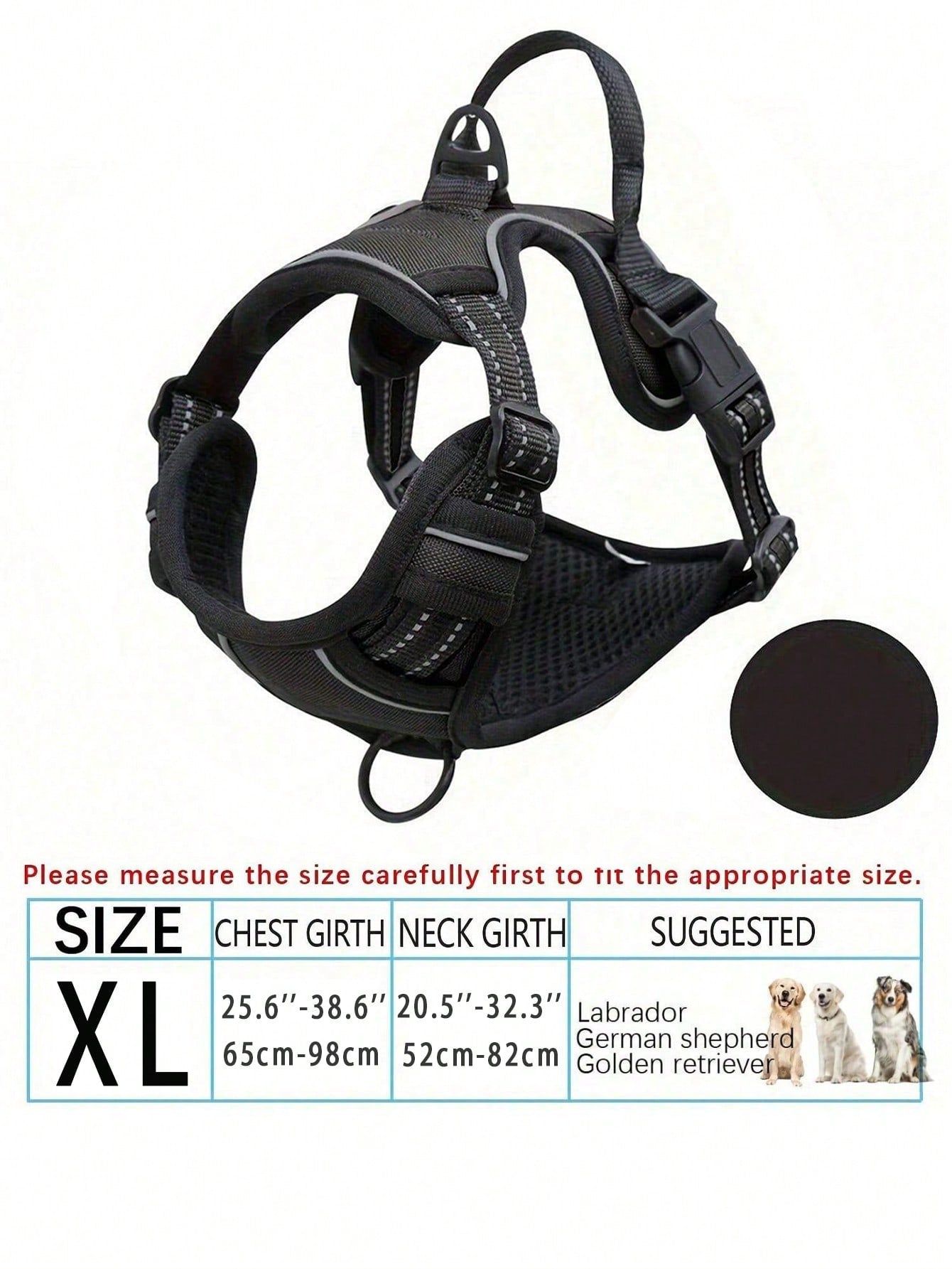 Anti-Pull Dog Harness With Dual Leash Clips, Adjustable Soft Padded Reflective Oxford Vest (No Choking), Easy-Control Handle – Fits All Dog Sizes. Please Check Sizing Before Ordering! (Harness Only, Leash Sold Separately!!)