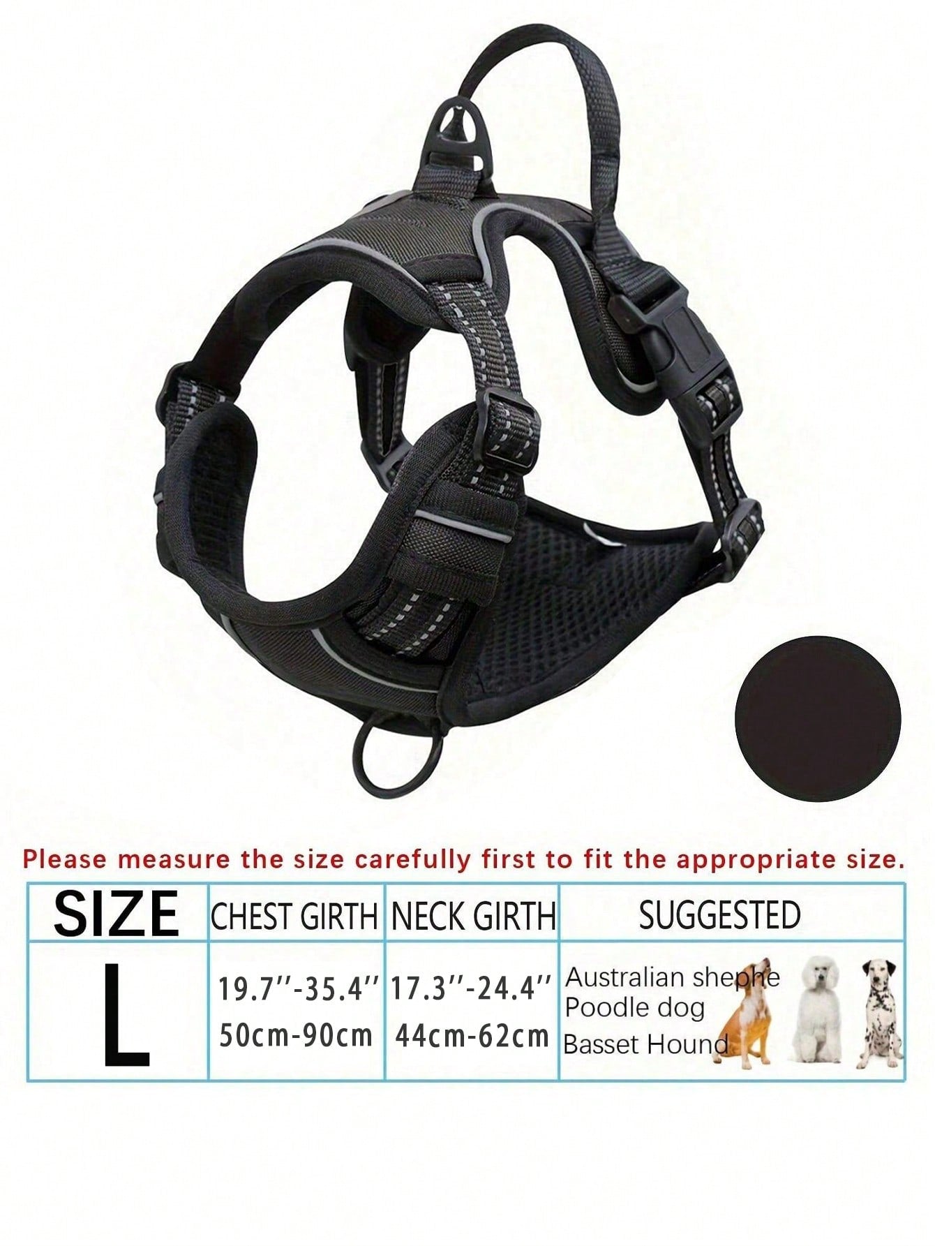 Anti-Pull Dog Harness With Dual Leash Clips, Adjustable Soft Padded Reflective Oxford Vest (No Choking), Easy-Control Handle – Fits All Dog Sizes. Please Check Sizing Before Ordering! (Harness Only, Leash Sold Separately!!)