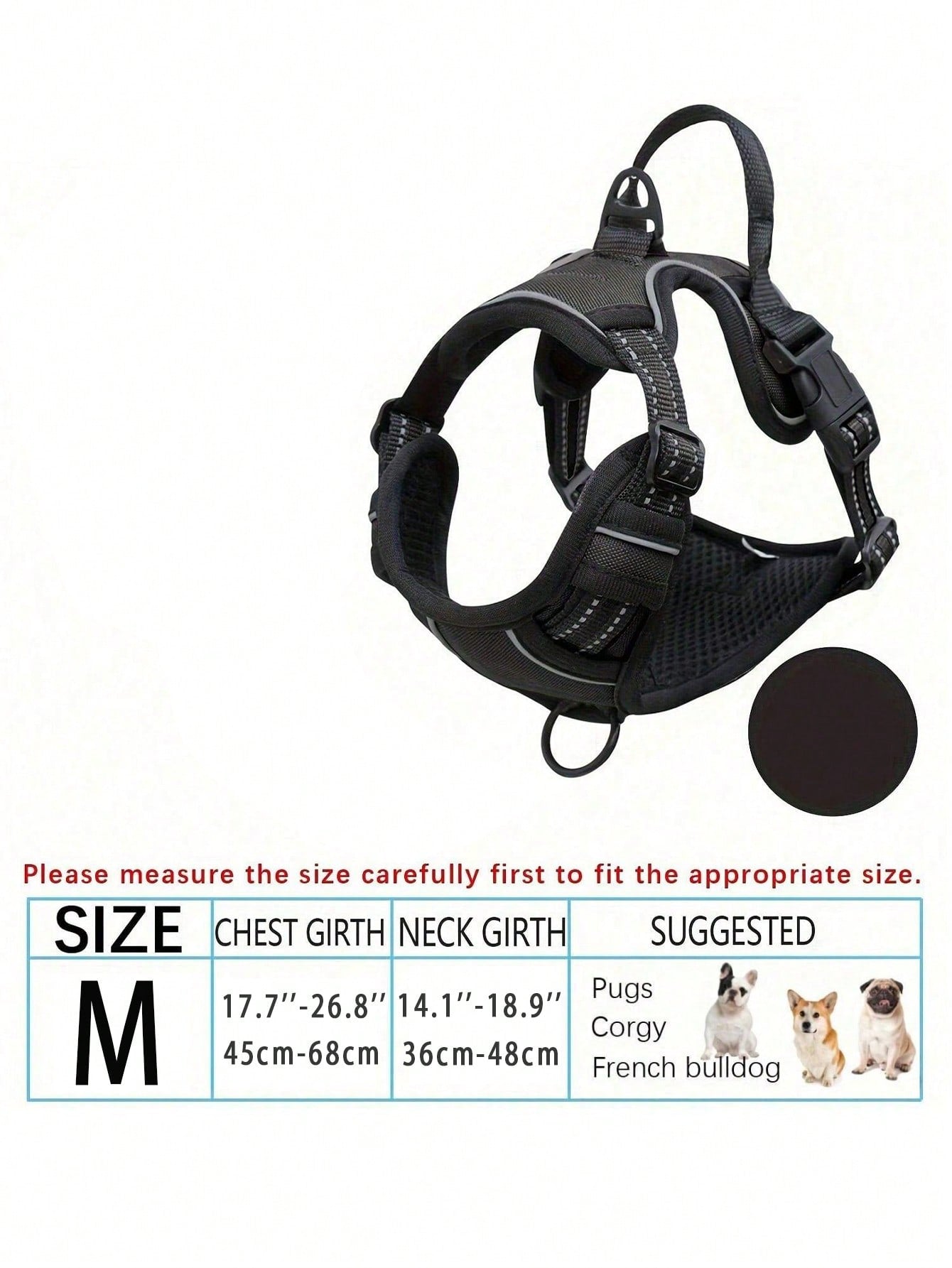 Anti-Pull Dog Harness With Dual Leash Clips, Adjustable Soft Padded Reflective Oxford Vest (No Choking), Easy-Control Handle – Fits All Dog Sizes. Please Check Sizing Before Ordering! (Harness Only, Leash Sold Separately!!)