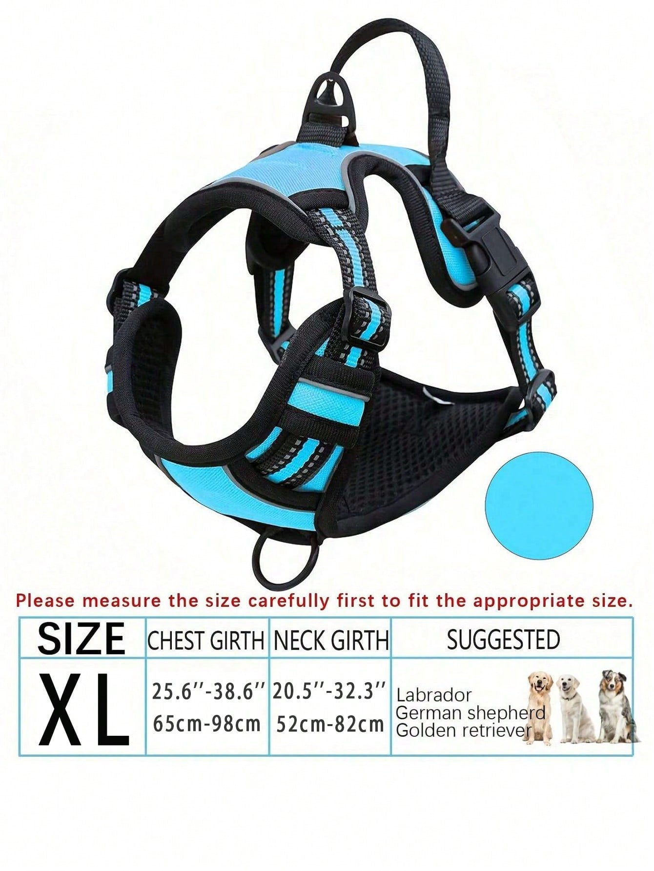 Anti-Pull Dog Harness With Dual Leash Clips, Adjustable Soft Padded Reflective Oxford Vest (No Choking), Easy-Control Handle – Fits All Dog Sizes. Please Check Sizing Before Ordering! (Harness Only, Leash Sold Separately!!)