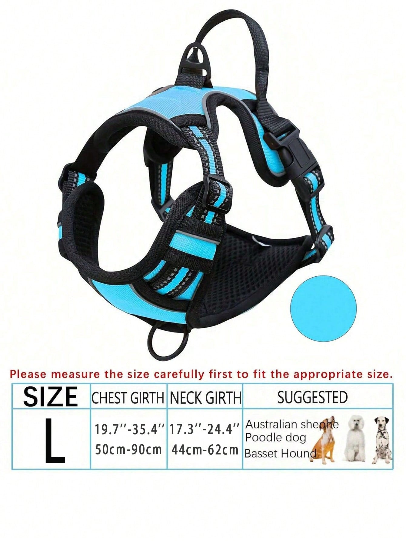 Anti-Pull Dog Harness With Dual Leash Clips, Adjustable Soft Padded Reflective Oxford Vest (No Choking), Easy-Control Handle – Fits All Dog Sizes. Please Check Sizing Before Ordering! (Harness Only, Leash Sold Separately!!)