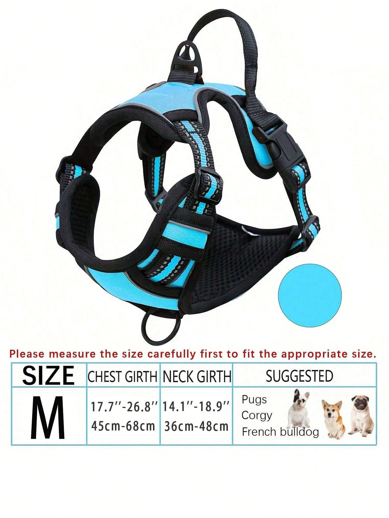 Anti-Pull Dog Harness With Dual Leash Clips, Adjustable Soft Padded Reflective Oxford Vest (No Choking), Easy-Control Handle – Fits All Dog Sizes. Please Check Sizing Before Ordering! (Harness Only, Leash Sold Separately!!)