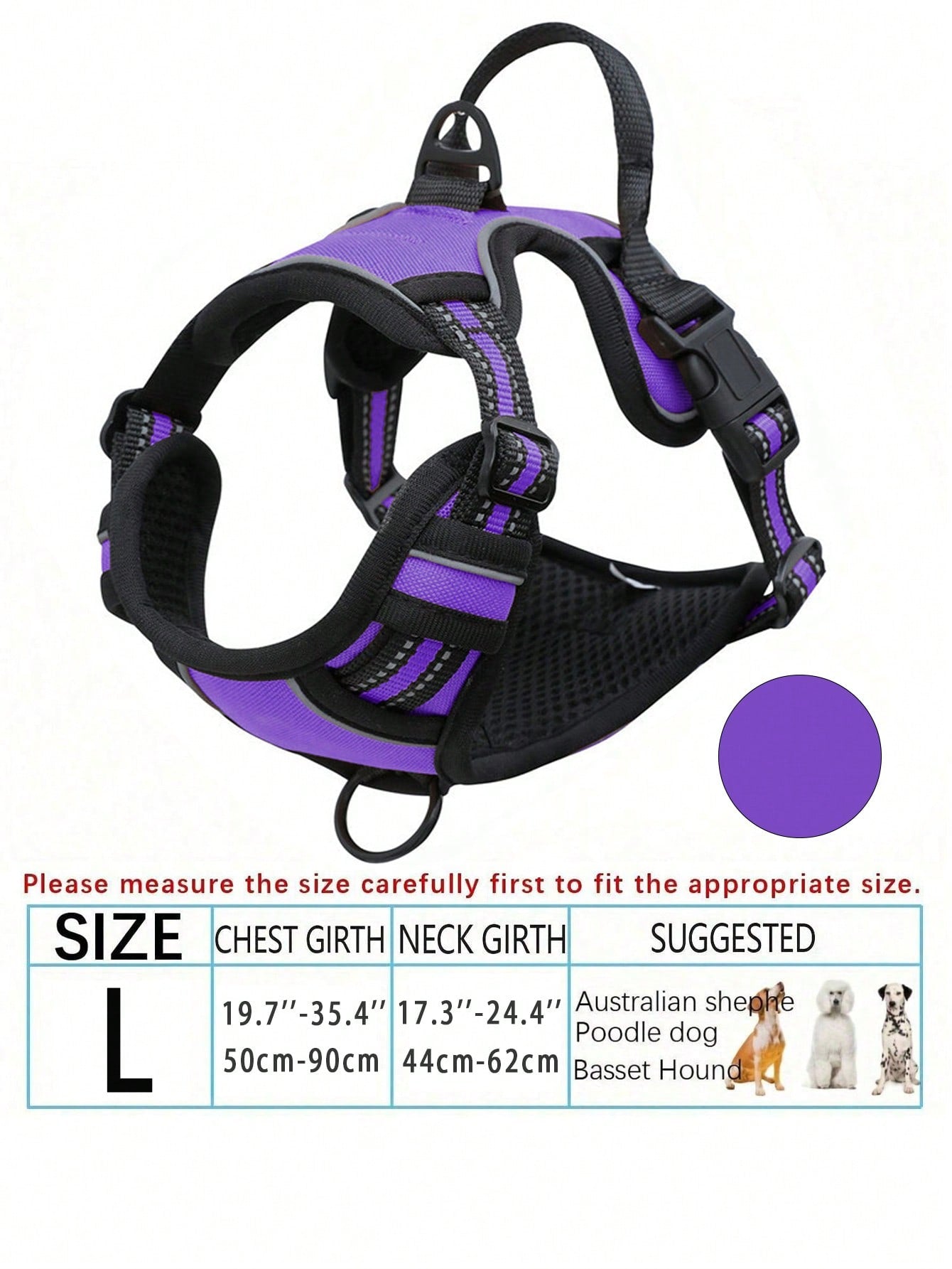 Anti-Pull Dog Harness With Dual Leash Clips, Adjustable Soft Padded Reflective Oxford Vest (No Choking), Easy-Control Handle – Fits All Dog Sizes. Please Check Sizing Before Ordering! (Harness Only, Leash Sold Separately!!)