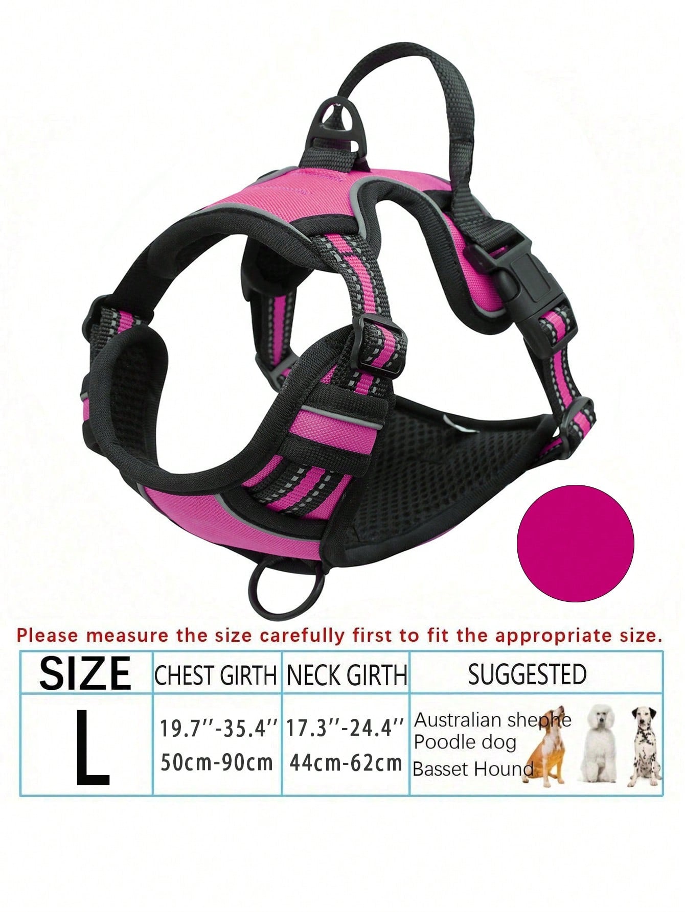 Anti-Pull Dog Harness With Dual Leash Clips, Adjustable Soft Padded Reflective Oxford Vest (No Choking), Easy-Control Handle – Fits All Dog Sizes. Please Check Sizing Before Ordering! (Harness Only, Leash Sold Separately!!)