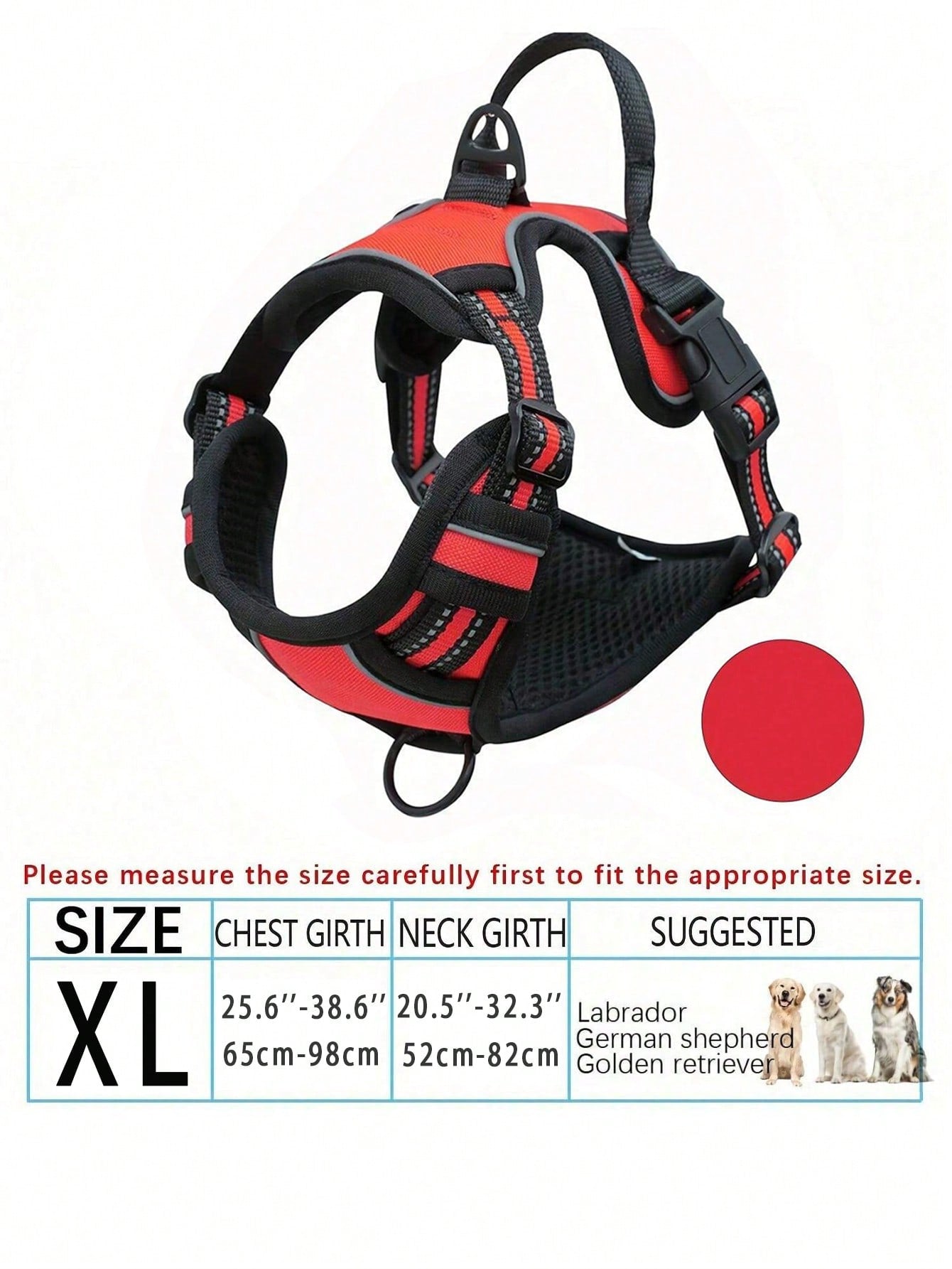 Anti-Pull Dog Harness With Dual Leash Clips, Adjustable Soft Padded Reflective Oxford Vest (No Choking), Easy-Control Handle – Fits All Dog Sizes. Please Check Sizing Before Ordering! (Harness Only, Leash Sold Separately!!)