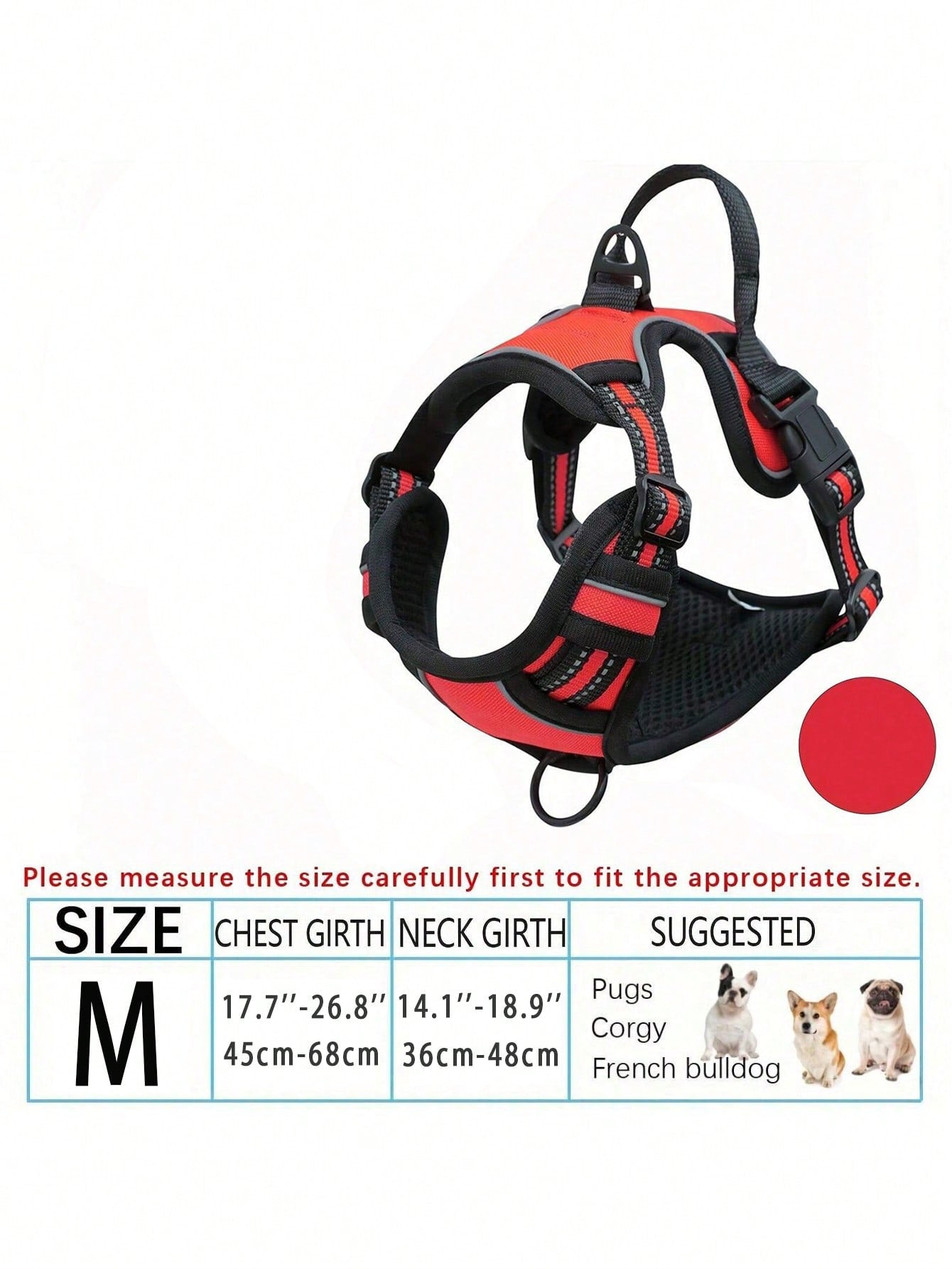 Anti-Pull Dog Harness With Dual Leash Clips, Adjustable Soft Padded Reflective Oxford Vest (No Choking), Easy-Control Handle – Fits All Dog Sizes. Please Check Sizing Before Ordering! (Harness Only, Leash Sold Separately!!)