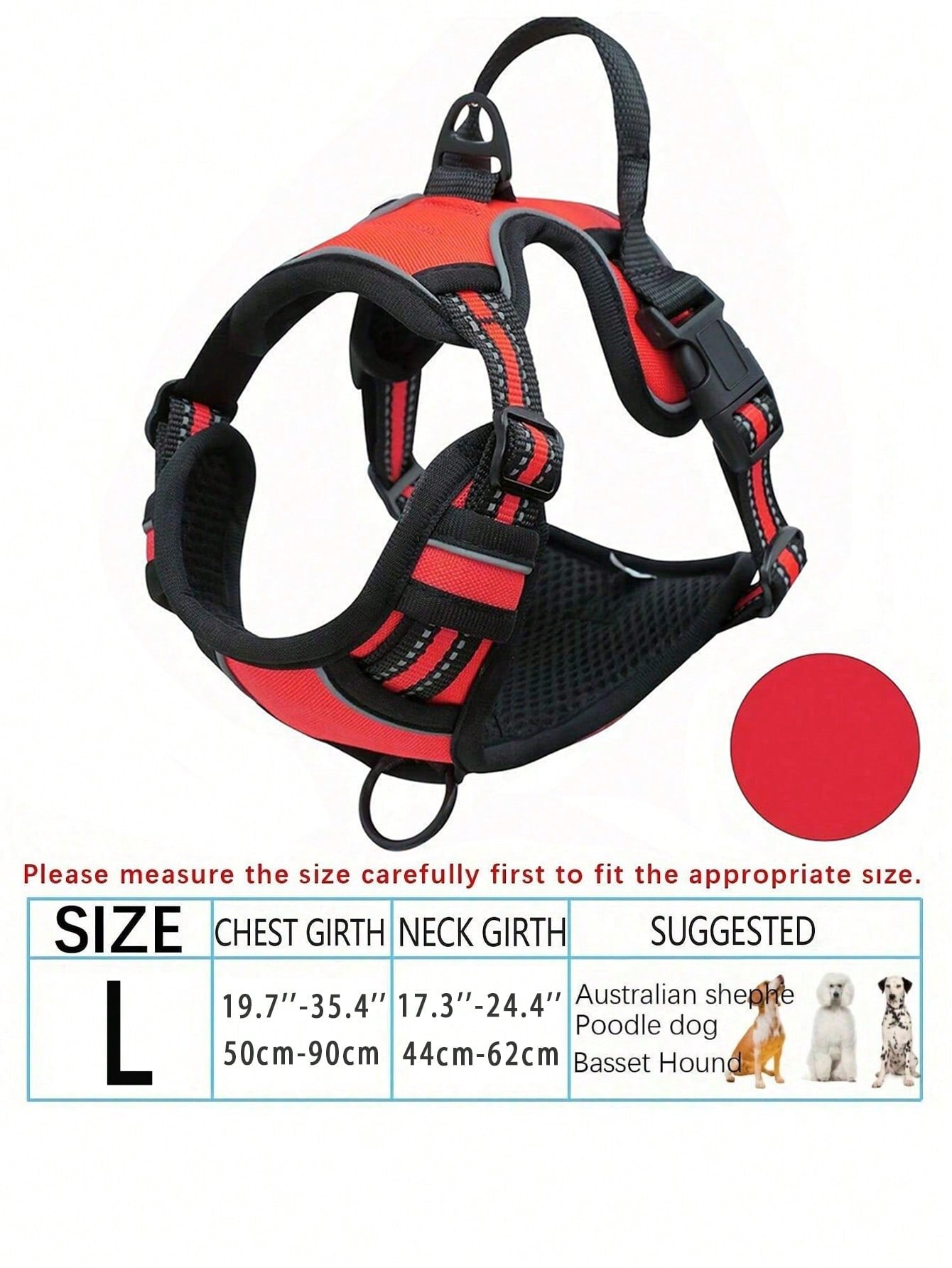 Anti-Pull Dog Harness With Dual Leash Clips, Adjustable Soft Padded Reflective Oxford Vest (No Choking), Easy-Control Handle – Fits All Dog Sizes. Please Check Sizing Before Ordering! (Harness Only, Leash Sold Separately!!)