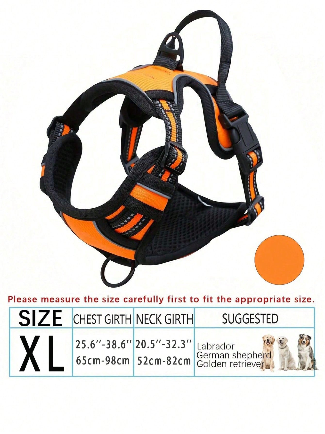 Anti-Pull Dog Harness With Dual Leash Clips, Adjustable Soft Padded Reflective Oxford Vest (No Choking), Easy-Control Handle – Fits All Dog Sizes. Please Check Sizing Before Ordering! (Harness Only, Leash Sold Separately!!)