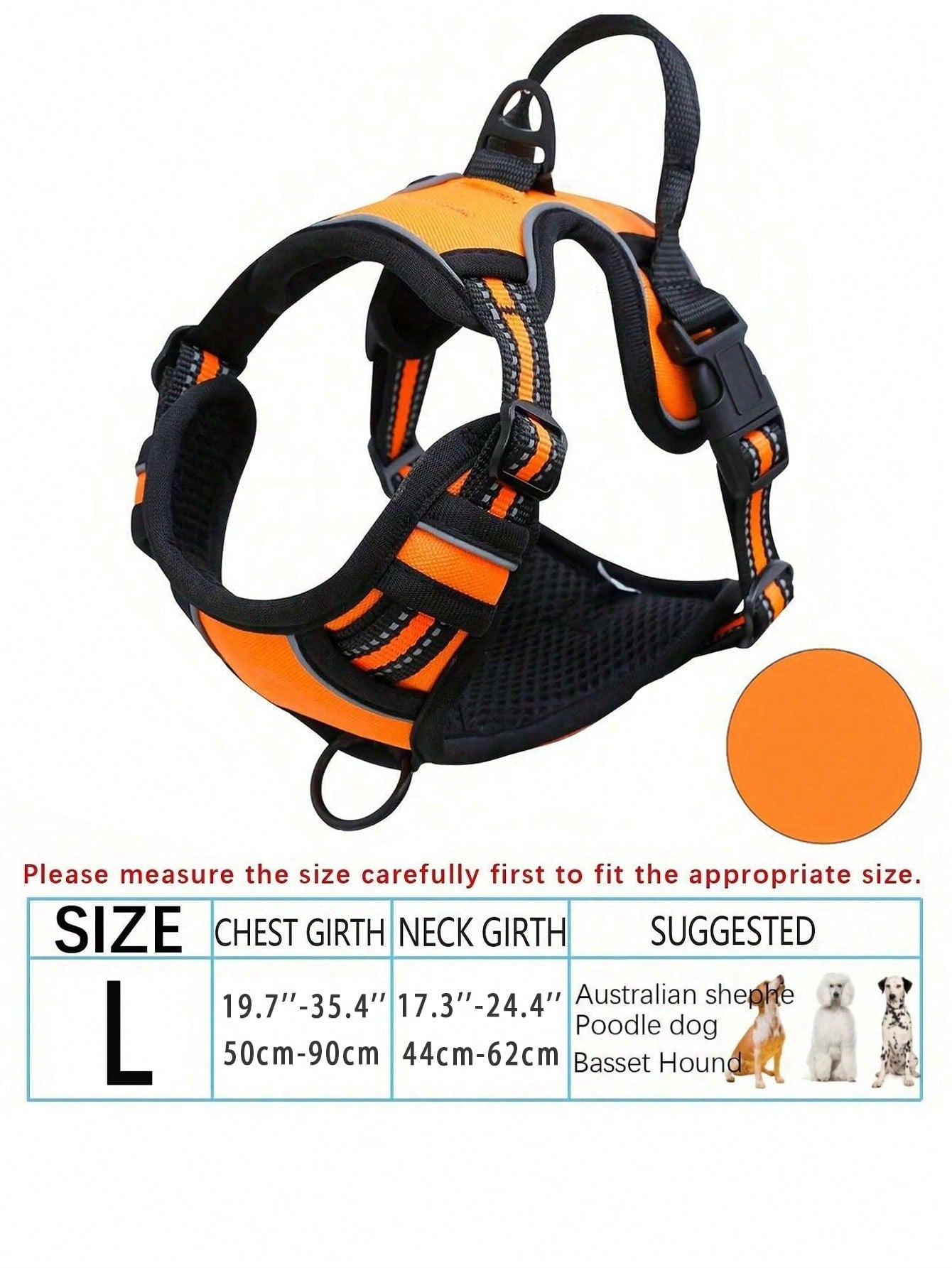 Anti-Pull Dog Harness With Dual Leash Clips, Adjustable Soft Padded Reflective Oxford Vest (No Choking), Easy-Control Handle – Fits All Dog Sizes. Please Check Sizing Before Ordering! (Harness Only, Leash Sold Separately!!)