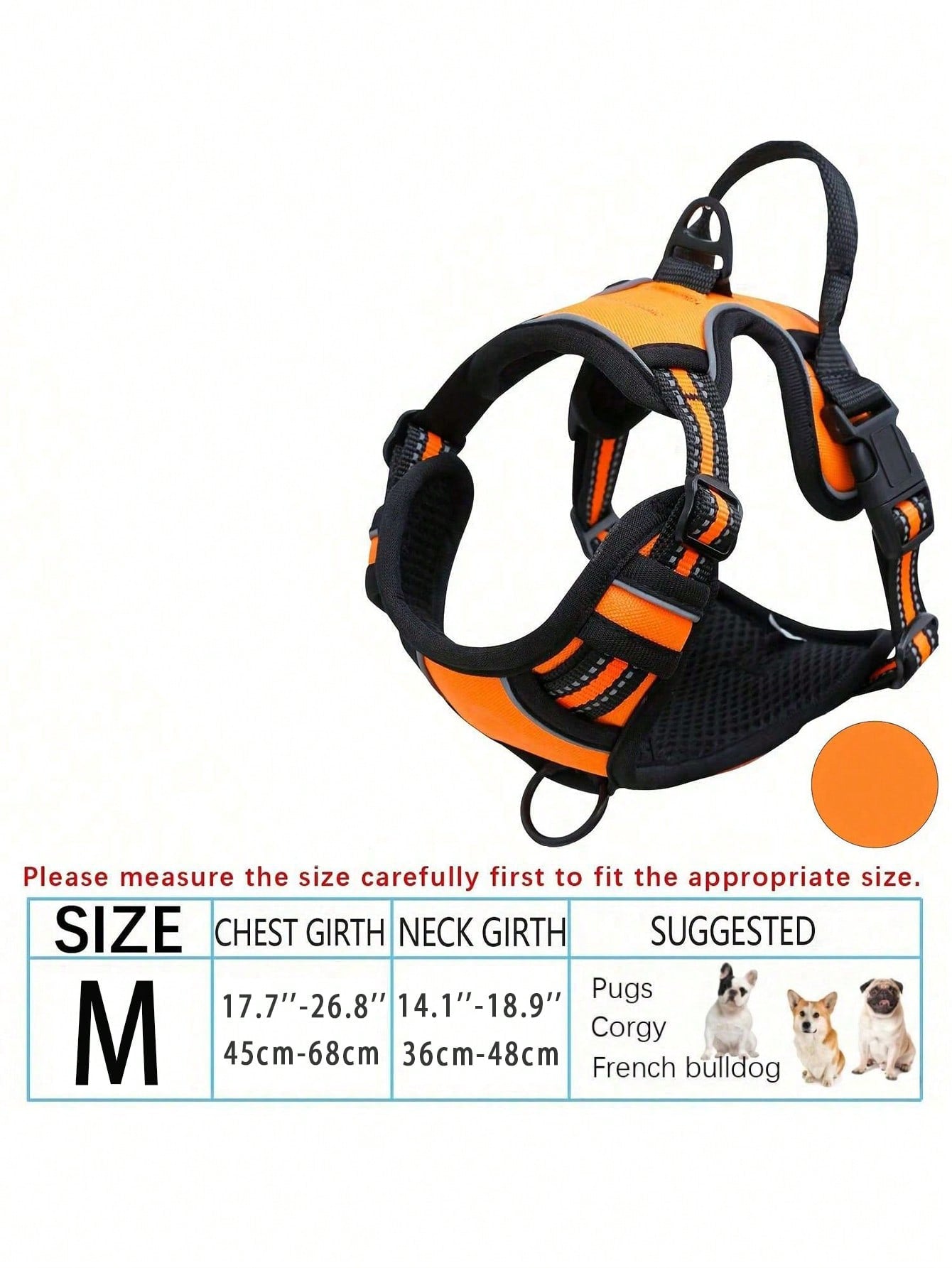 Anti-Pull Dog Harness With Dual Leash Clips, Adjustable Soft Padded Reflective Oxford Vest (No Choking), Easy-Control Handle – Fits All Dog Sizes. Please Check Sizing Before Ordering! (Harness Only, Leash Sold Separately!!)