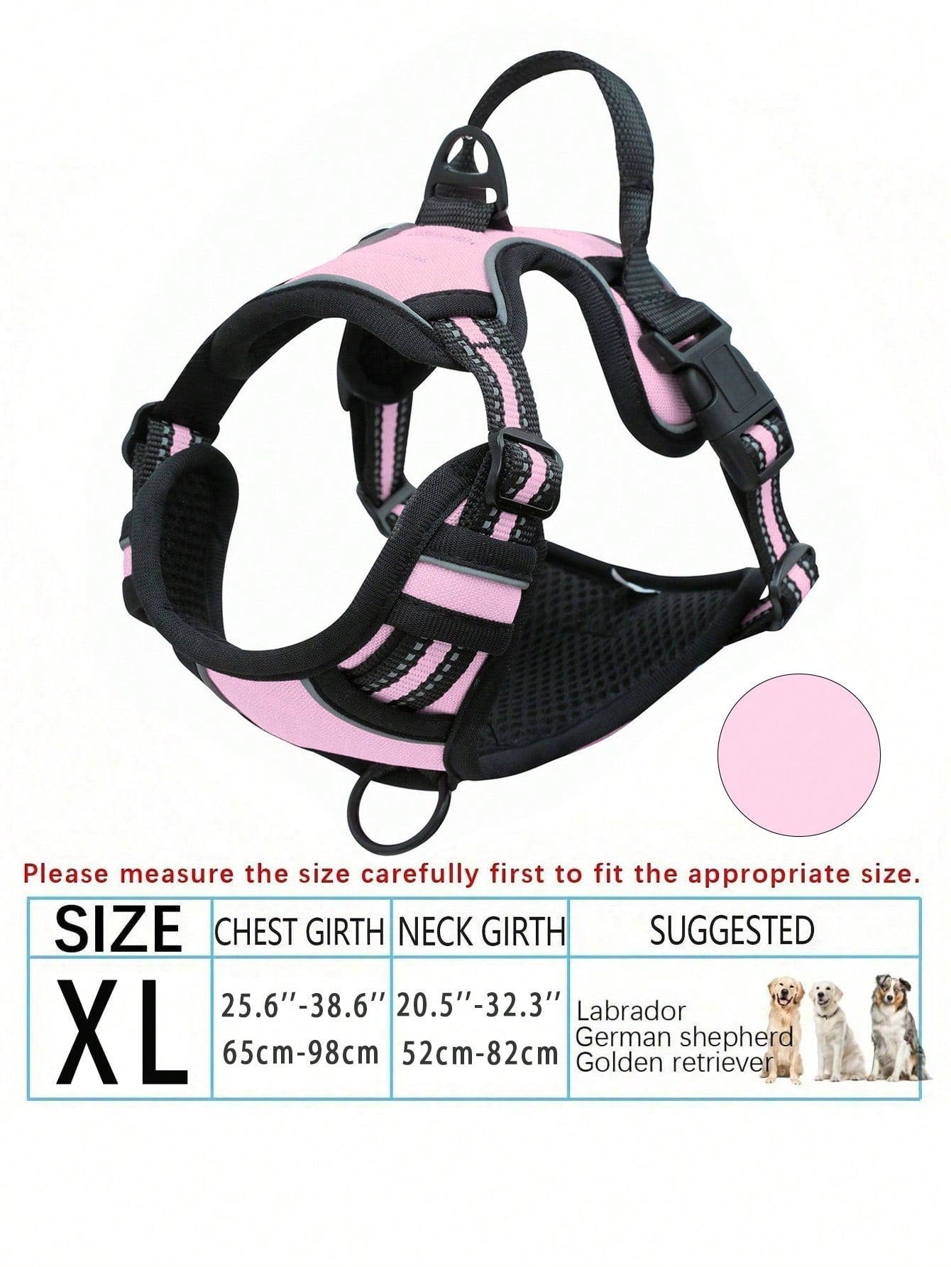 Anti-Pull Dog Harness With Dual Leash Clips, Adjustable Soft Padded Reflective Oxford Vest (No Choking), Easy-Control Handle – Fits All Dog Sizes. Please Check Sizing Before Ordering! (Harness Only, Leash Sold Separately!!)