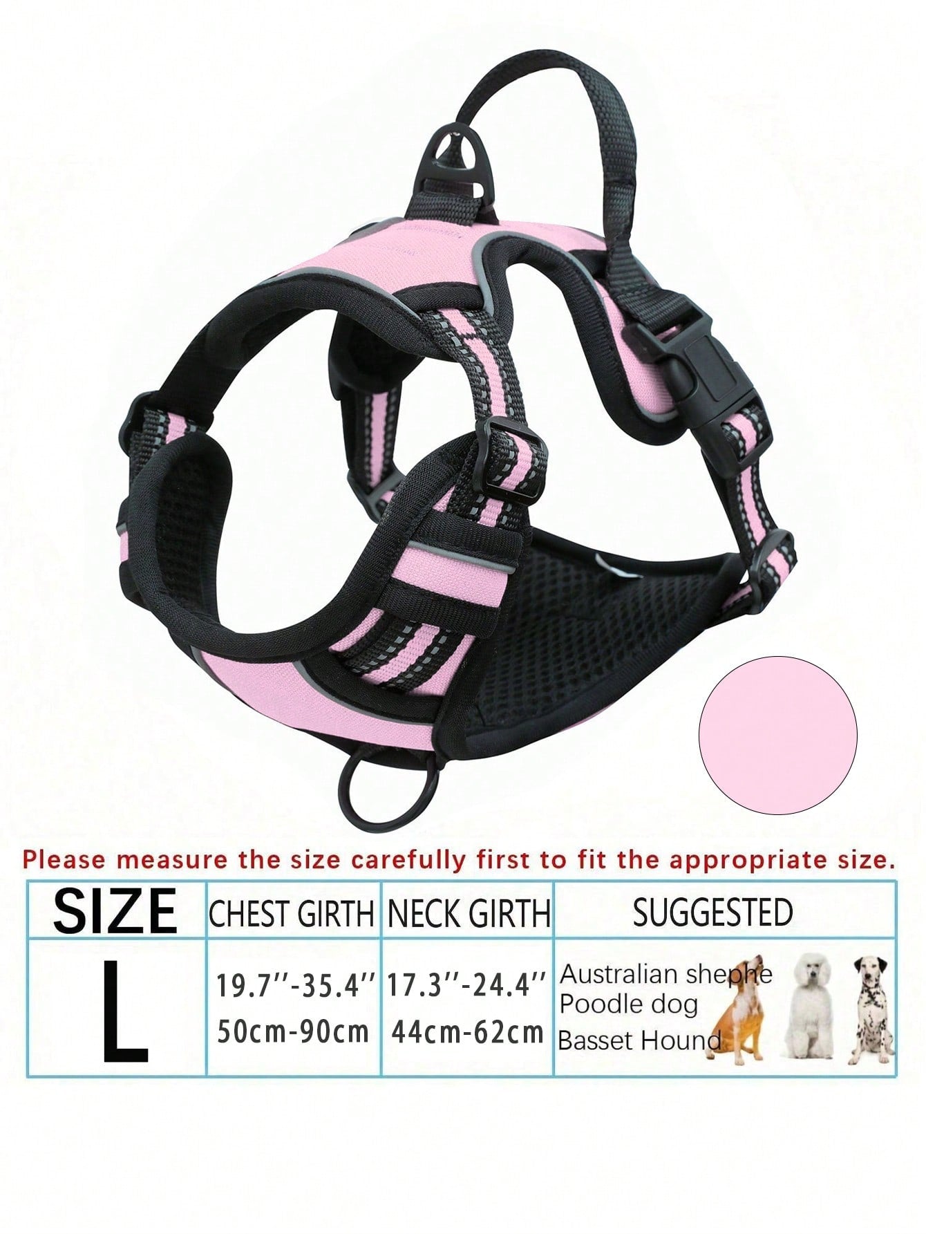 Anti-Pull Dog Harness With Dual Leash Clips, Adjustable Soft Padded Reflective Oxford Vest (No Choking), Easy-Control Handle – Fits All Dog Sizes. Please Check Sizing Before Ordering! (Harness Only, Leash Sold Separately!!)
