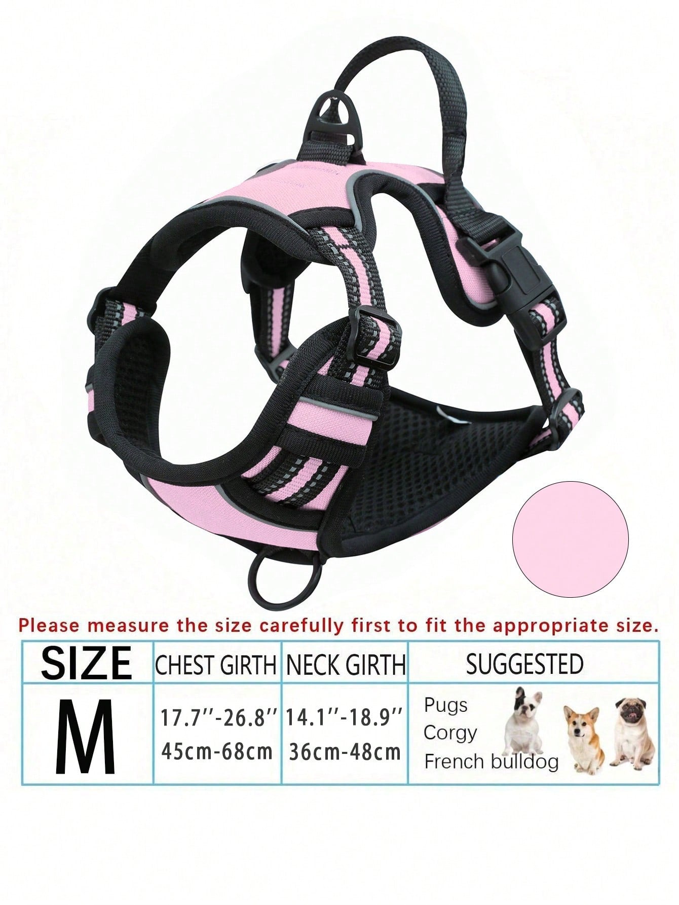 Anti-Pull Dog Harness With Dual Leash Clips, Adjustable Soft Padded Reflective Oxford Vest (No Choking), Easy-Control Handle – Fits All Dog Sizes. Please Check Sizing Before Ordering! (Harness Only, Leash Sold Separately!!)