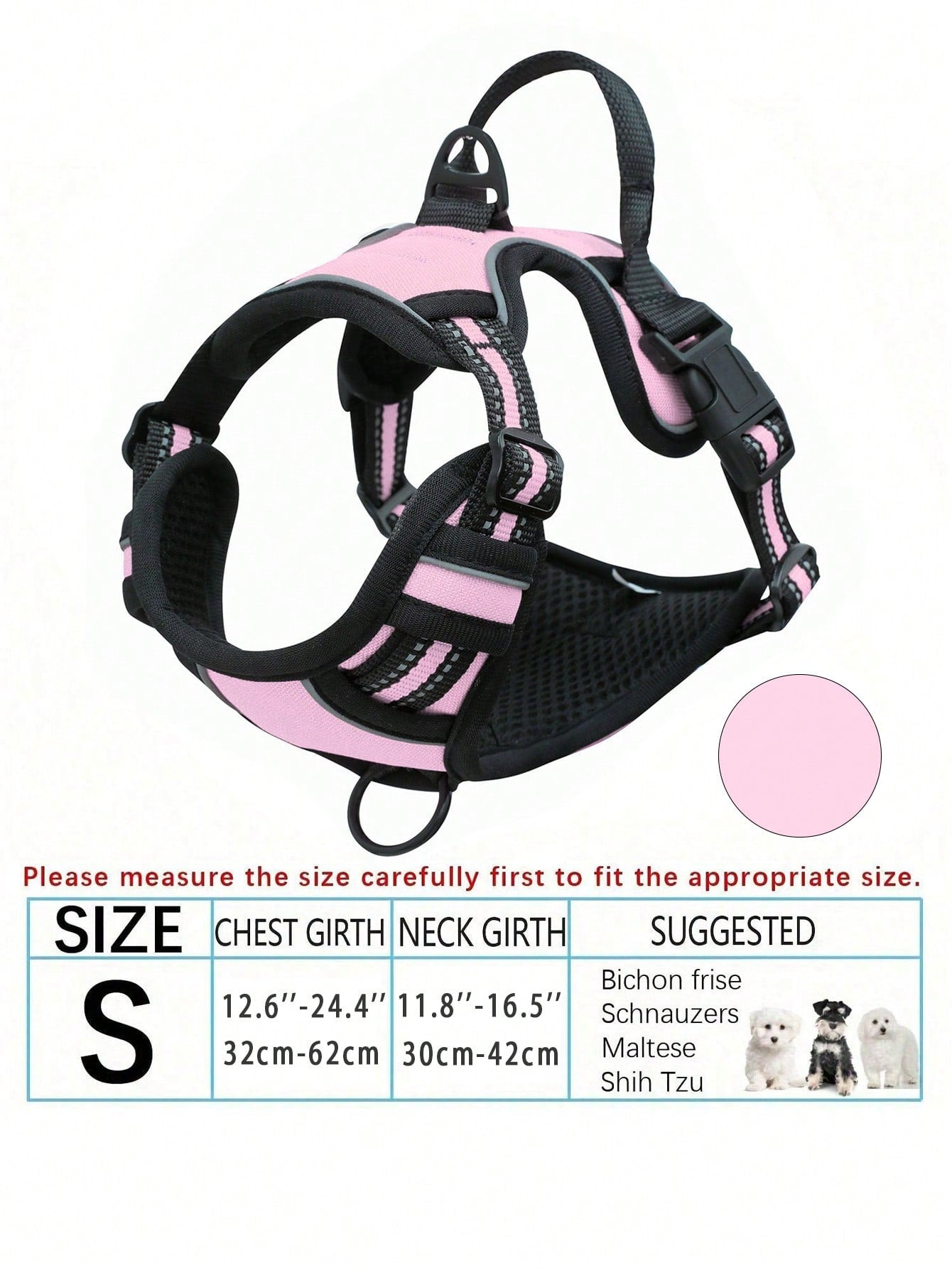 Anti-Pull Dog Harness With Dual Leash Clips, Adjustable Soft Padded Reflective Oxford Vest (No Choking), Easy-Control Handle – Fits All Dog Sizes. Please Check Sizing Before Ordering! (Harness Only, Leash Sold Separately!!)