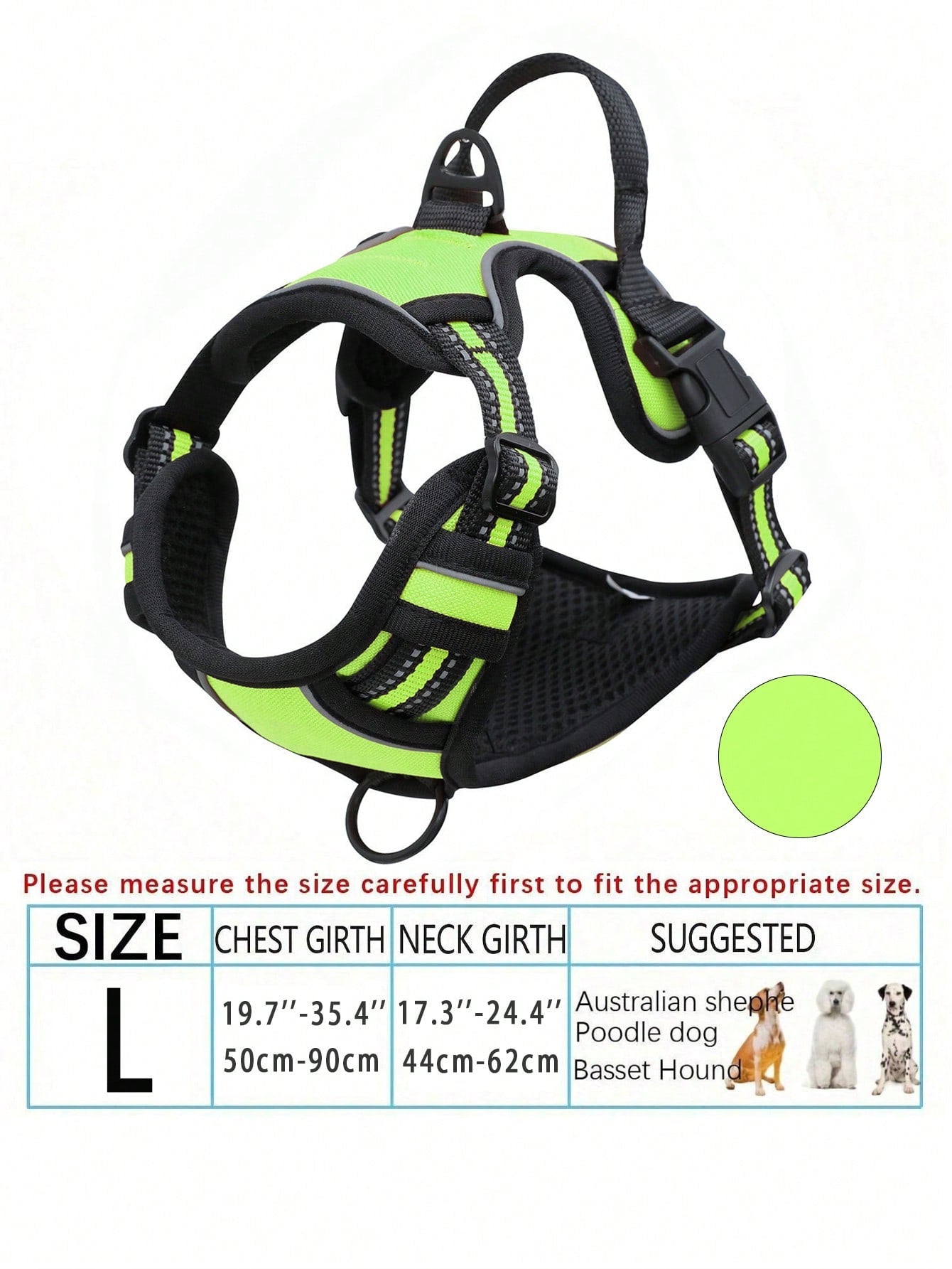 Anti-Pull Dog Harness With Dual Leash Clips, Adjustable Soft Padded Reflective Oxford Vest (No Choking), Easy-Control Handle – Fits All Dog Sizes. Please Check Sizing Before Ordering! (Harness Only, Leash Sold Separately!!)