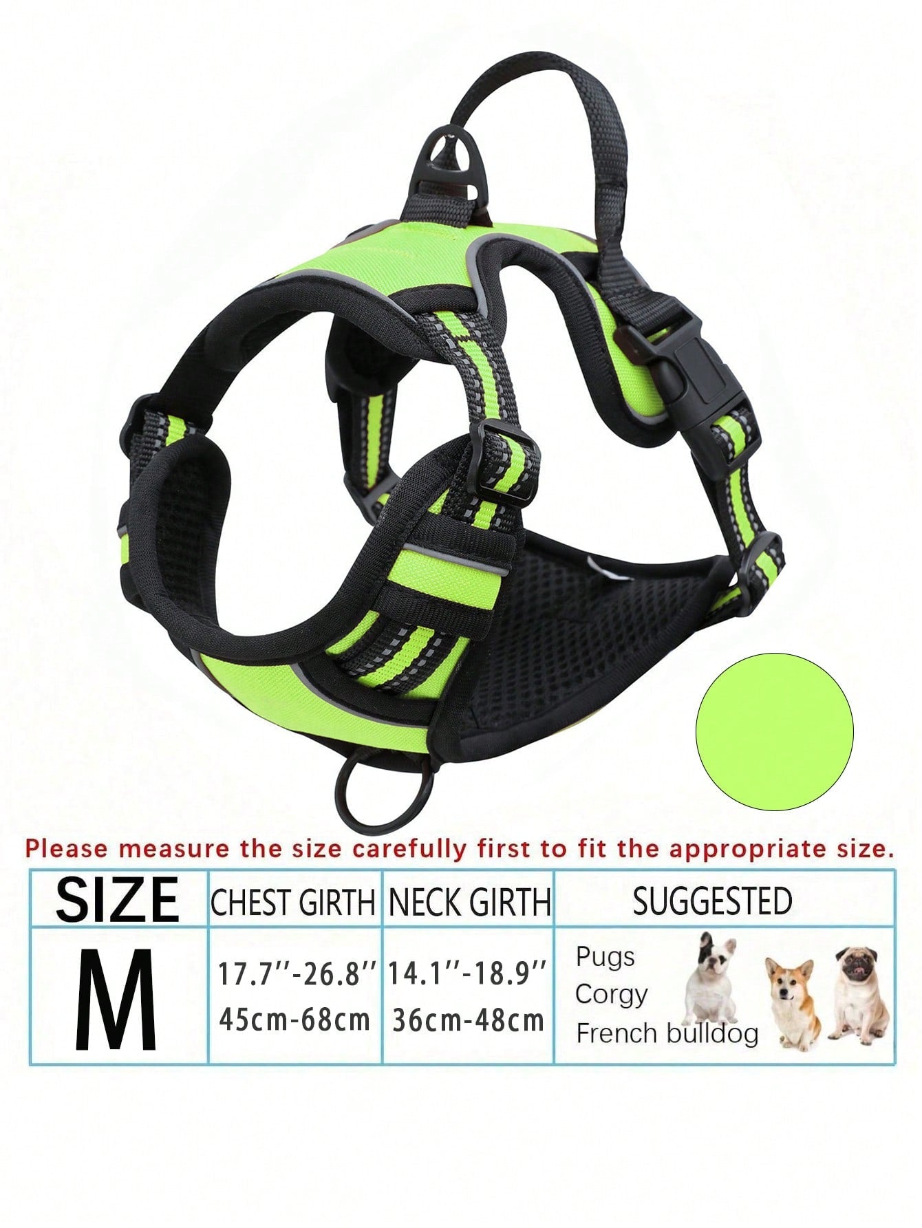 Anti-Pull Dog Harness With Dual Leash Clips, Adjustable Soft Padded Reflective Oxford Vest (No Choking), Easy-Control Handle – Fits All Dog Sizes. Please Check Sizing Before Ordering! (Harness Only, Leash Sold Separately!!)