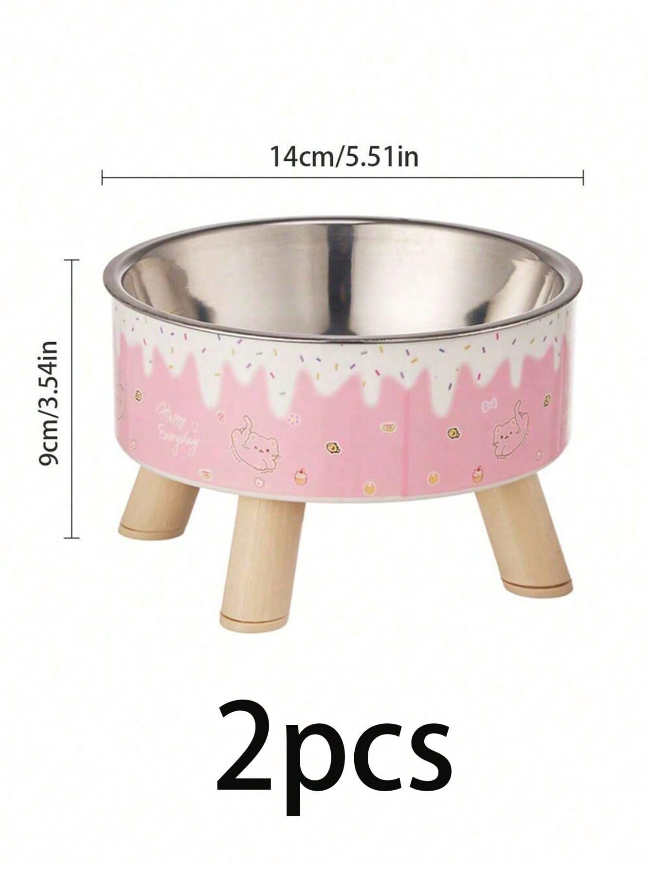 1pc/2pcs/3pcs Stainless Steel Elevated Pet Bowls With Sturdy Stand, Anti-Slip & Anti-Spill, Large Capacity For Cat And Dog Food And Water