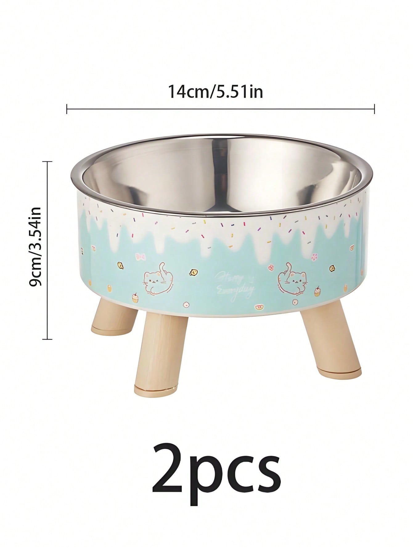 1pc/2pcs/3pcs Stainless Steel Elevated Pet Bowls With Sturdy Stand, Anti-Slip & Anti-Spill, Large Capacity For Cat And Dog Food And Water