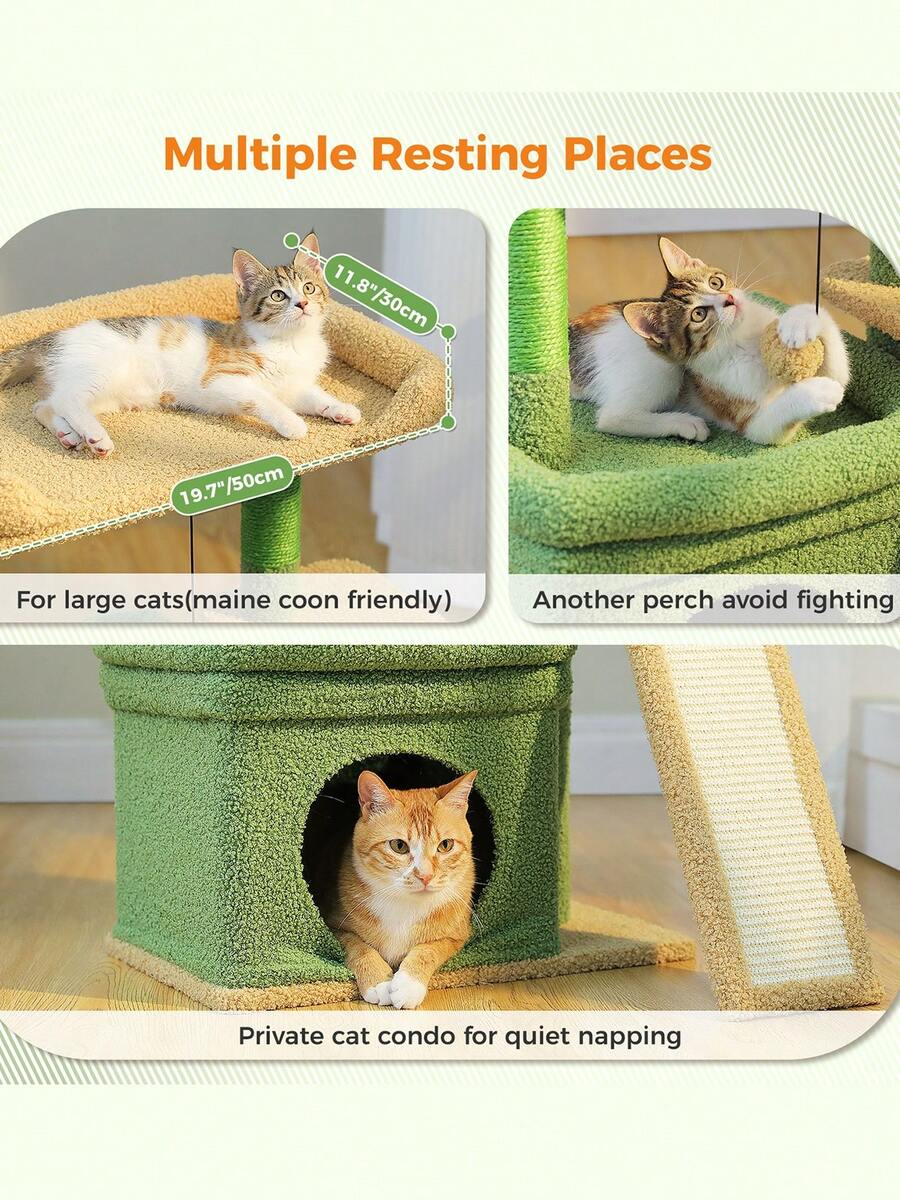 Small vintage cat tree tower for indoor cats featuring a cozy cushioned top perch, soft cat condo, natural sisal scratching posts, and a scratching ladder.