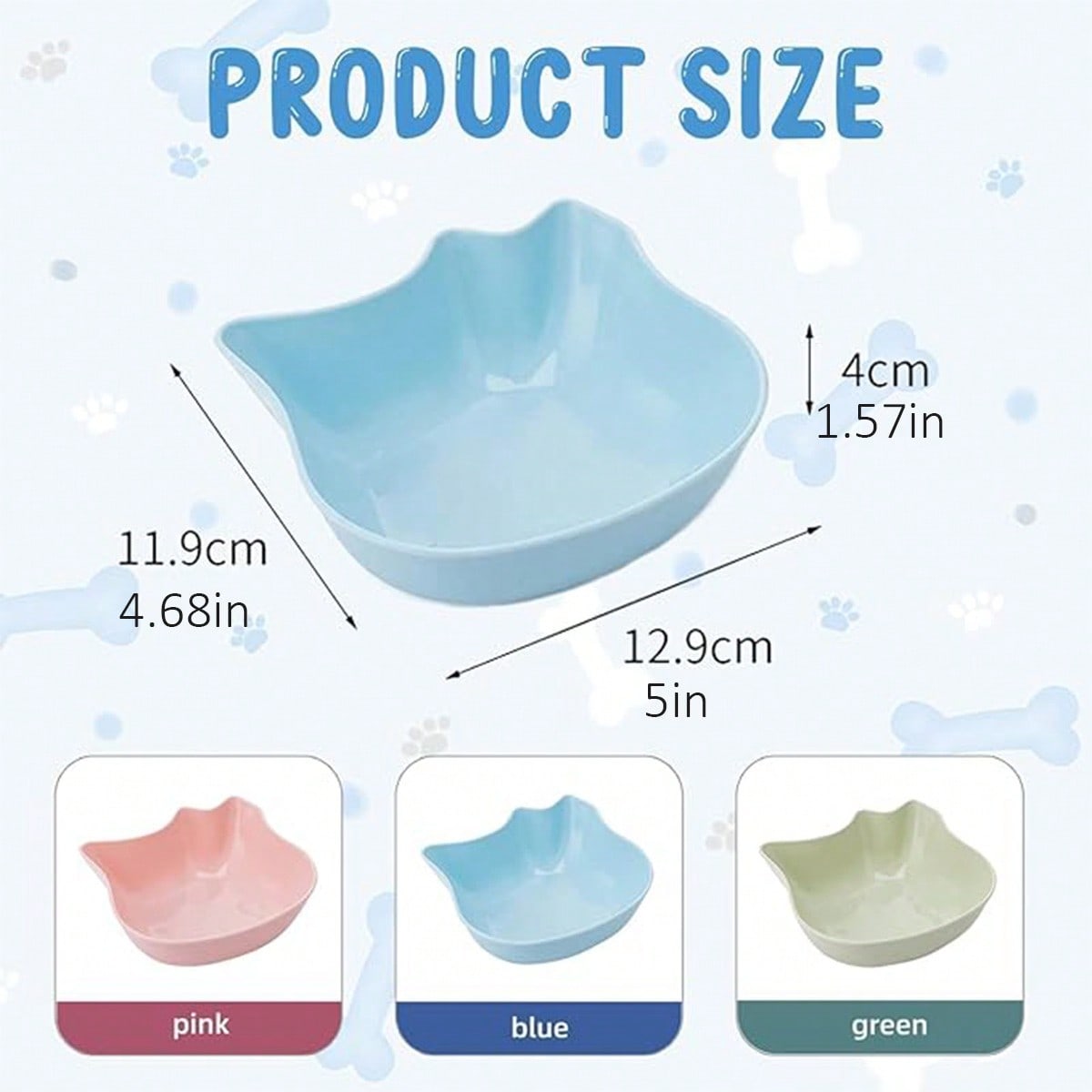 6Pcs Cat Bowls - Kitten Puppy Food Water Bowls, Multi-Purpose PP Plastic Pet Dish For Cats/Dogs/Small Animals, Pet Feeding And Water Bowl,Cute Design,Blue Pink Green.