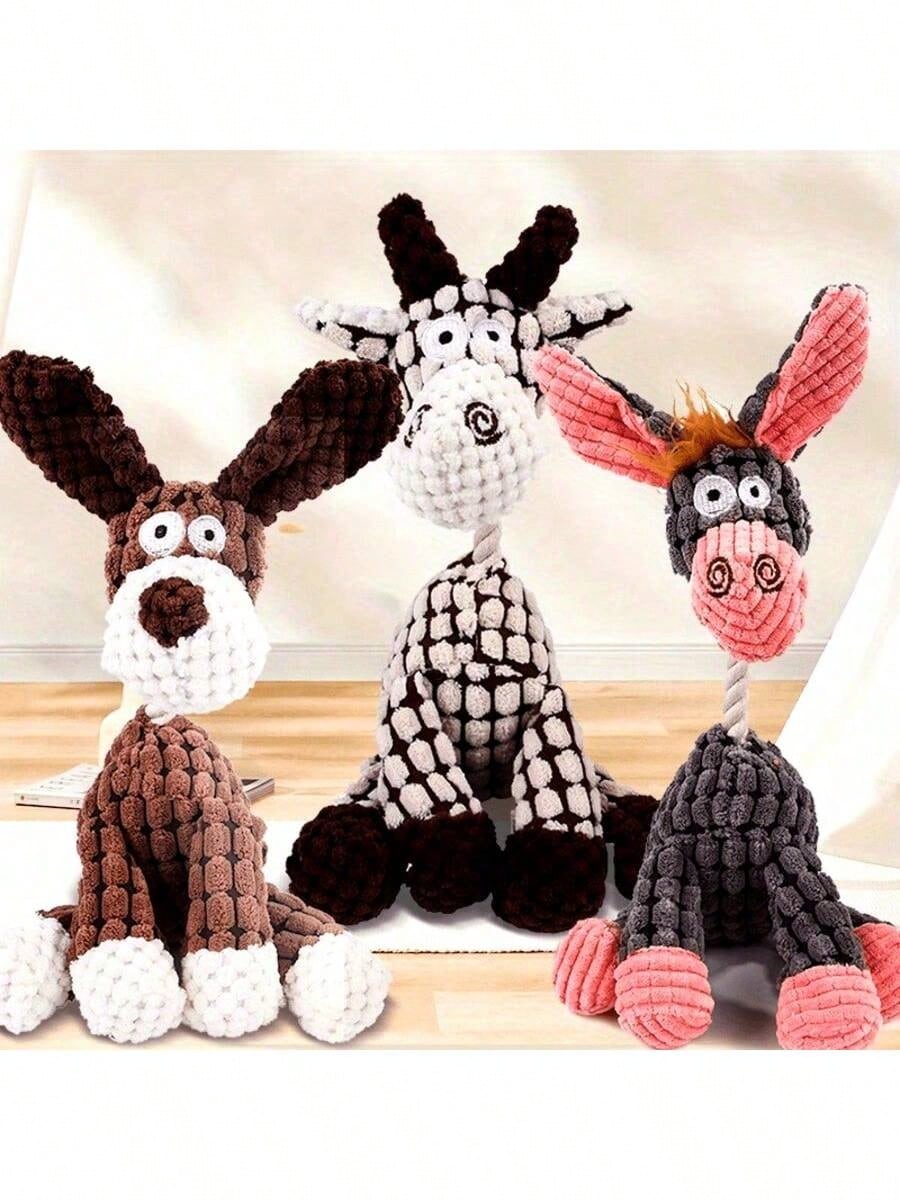 1/2/3pcs (Random Color) Pet Plush Knotted Toys, Medium/Small Dog Chew Toys With Sound