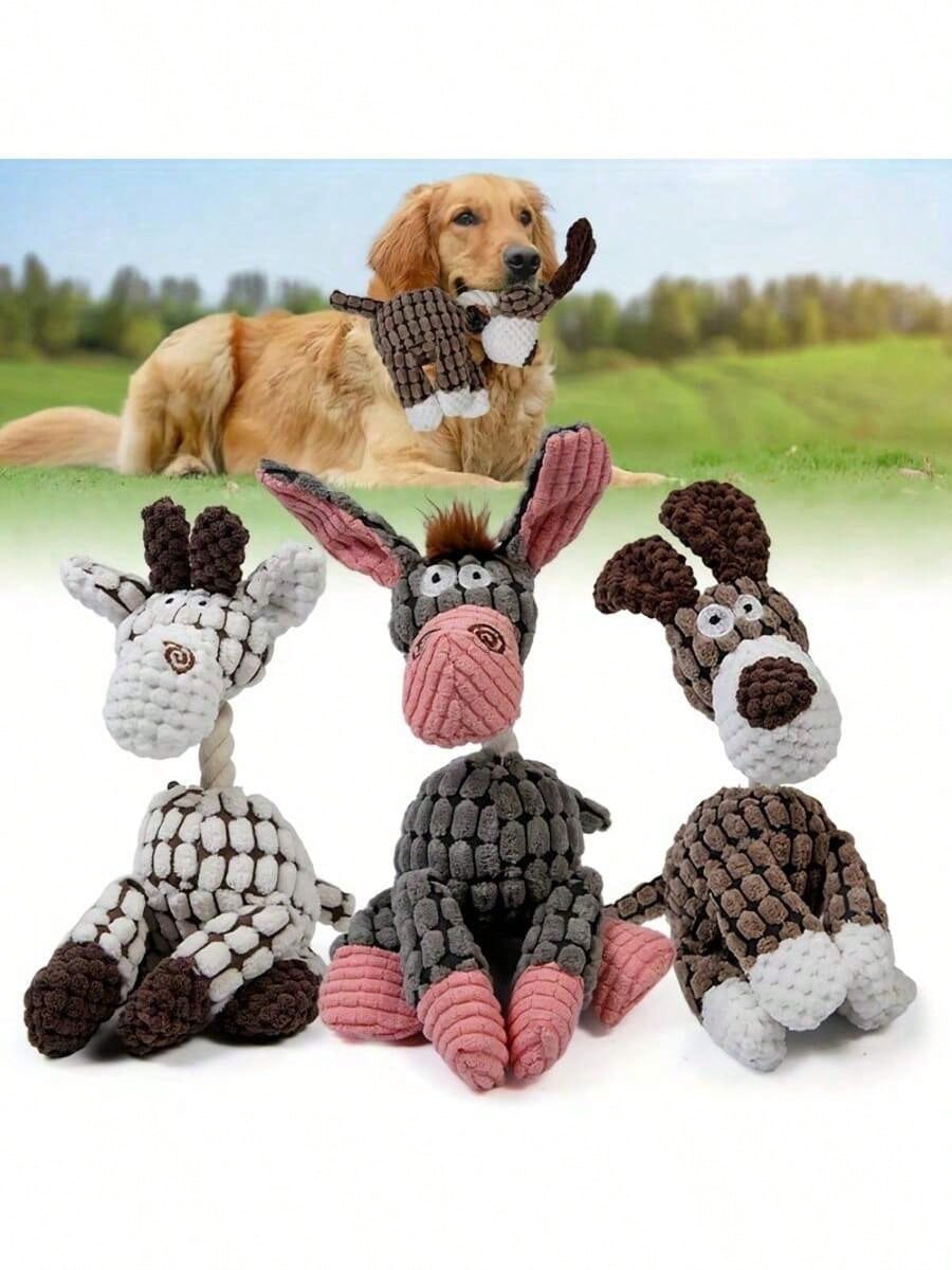 1/2/3pcs (Random Color) Pet Plush Knotted Toys, Medium/Small Dog Chew Toys With Sound