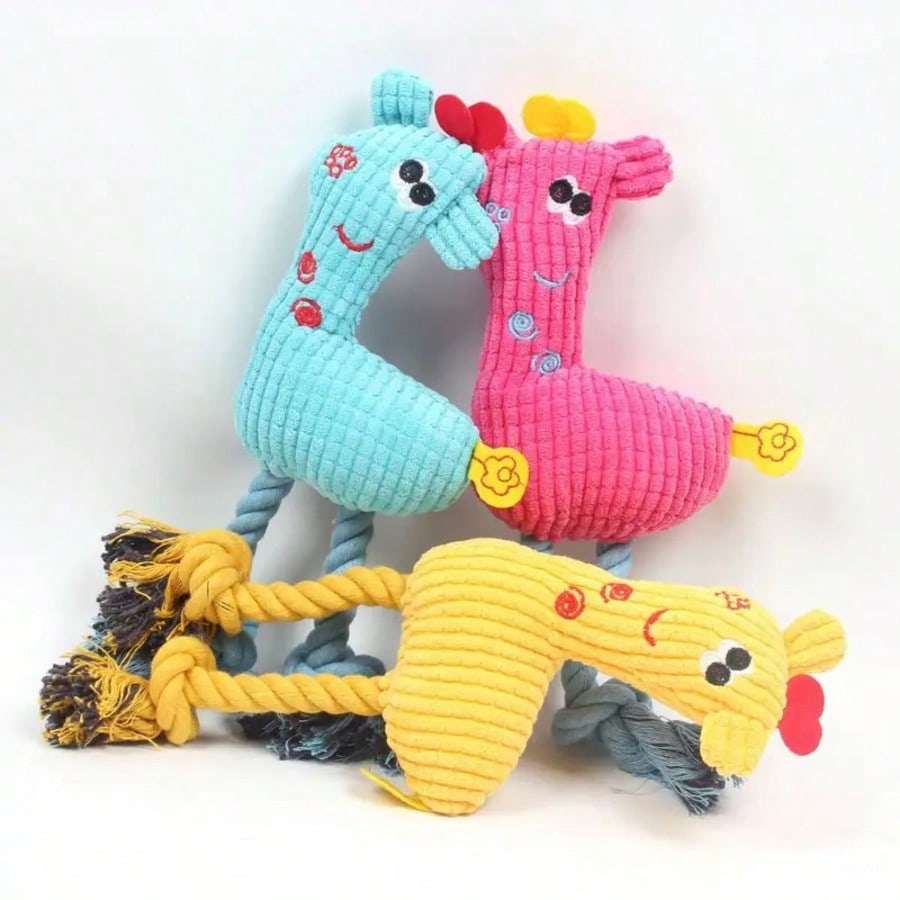 1/2/3pcs (Random Color) Pet Plush Knotted Toys, Medium/Small Dog Chew Toys With Sound