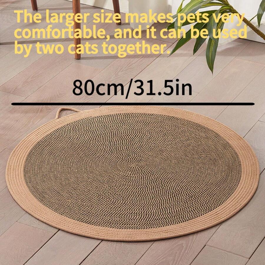 Multicolor non-shed rope woven cat scratching pad designed for pet scratching and lounging