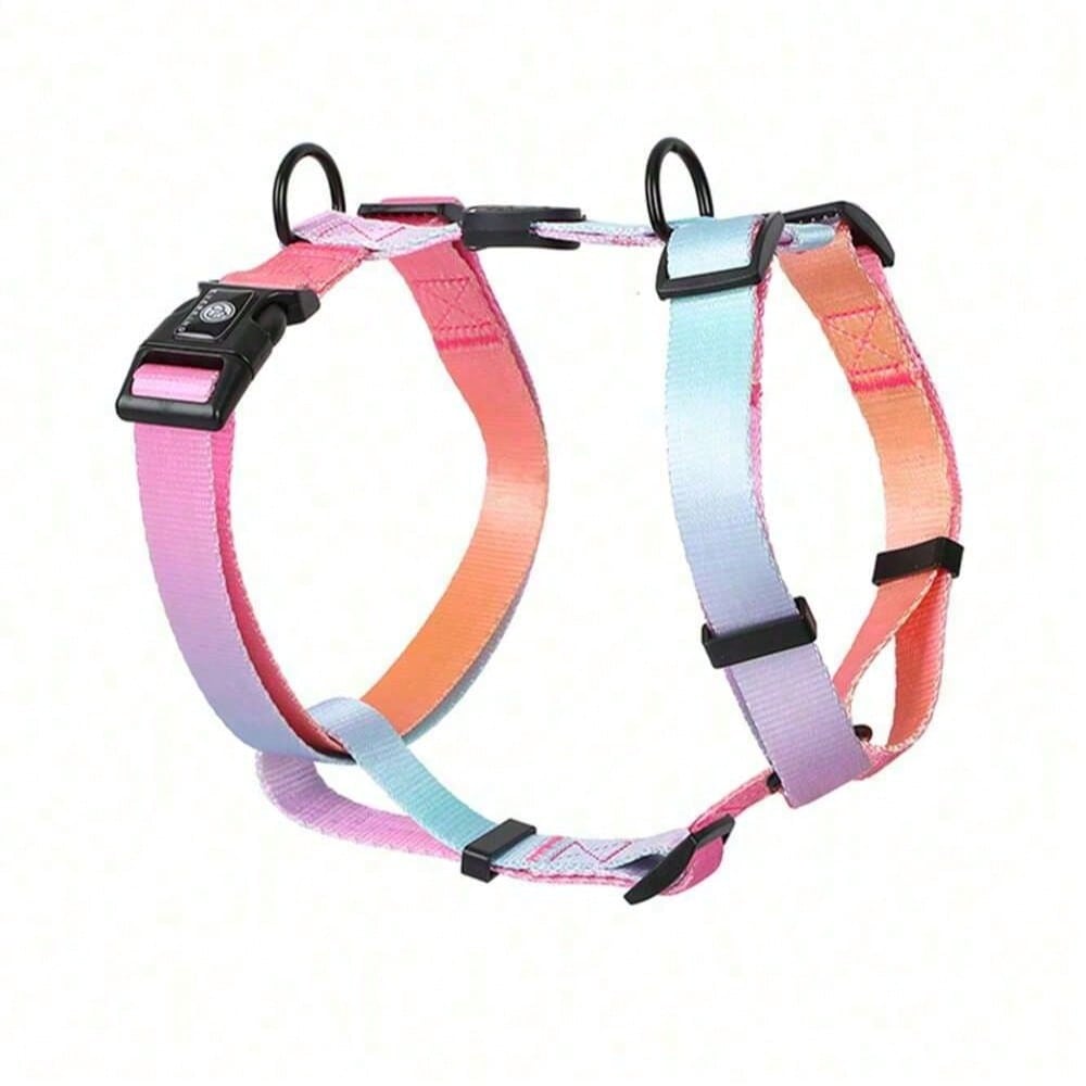 1Pc Gradient Dog Harness Small Medium Large Dog Summer Cute Pink Green Purple Blue Comfortable Adjustable Pet Harness For Small & Medium Dogs Outdoor Walking & Training