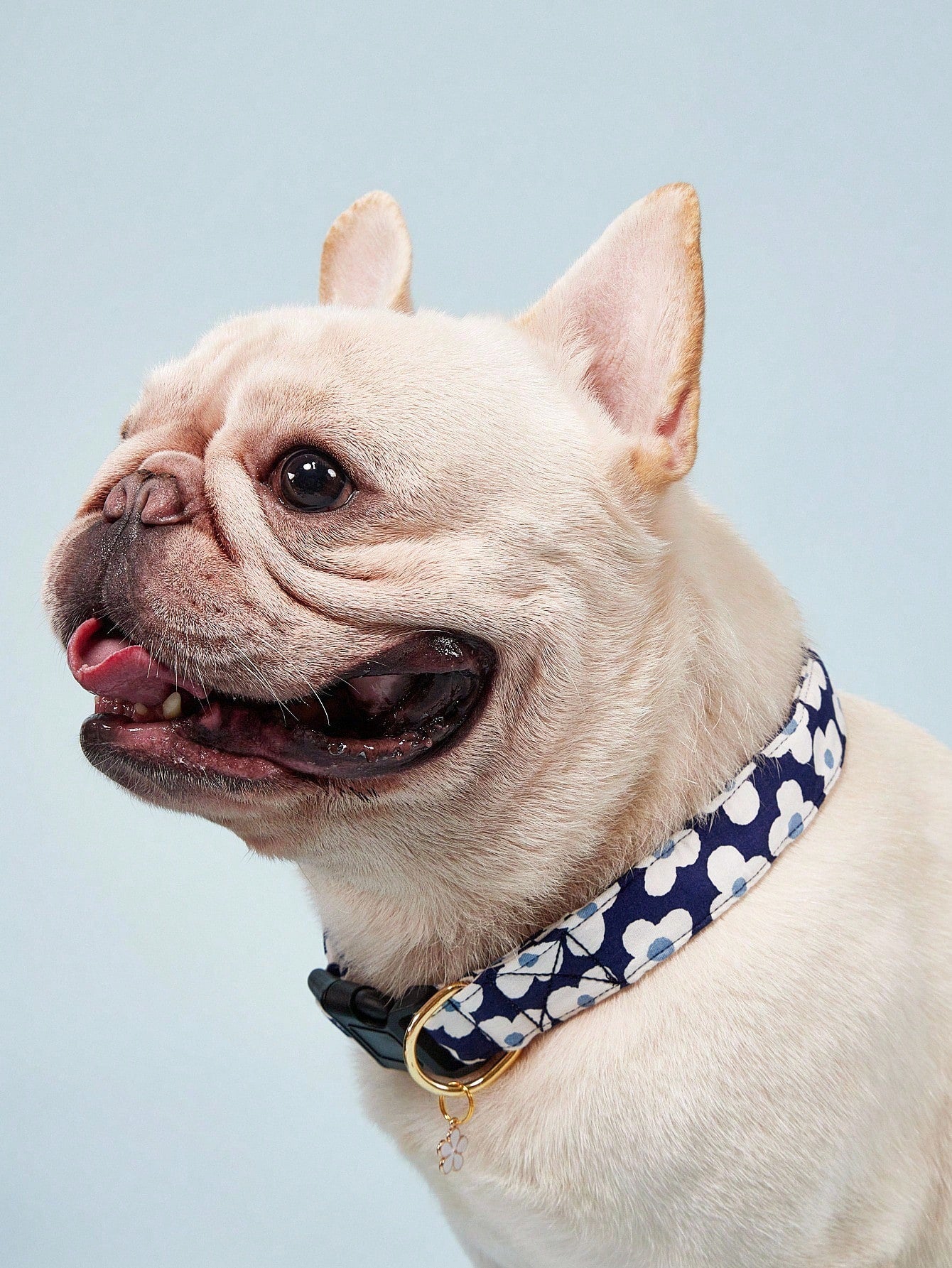 Soft flower print dog collar with adjustable fit and floral pendant for dogs