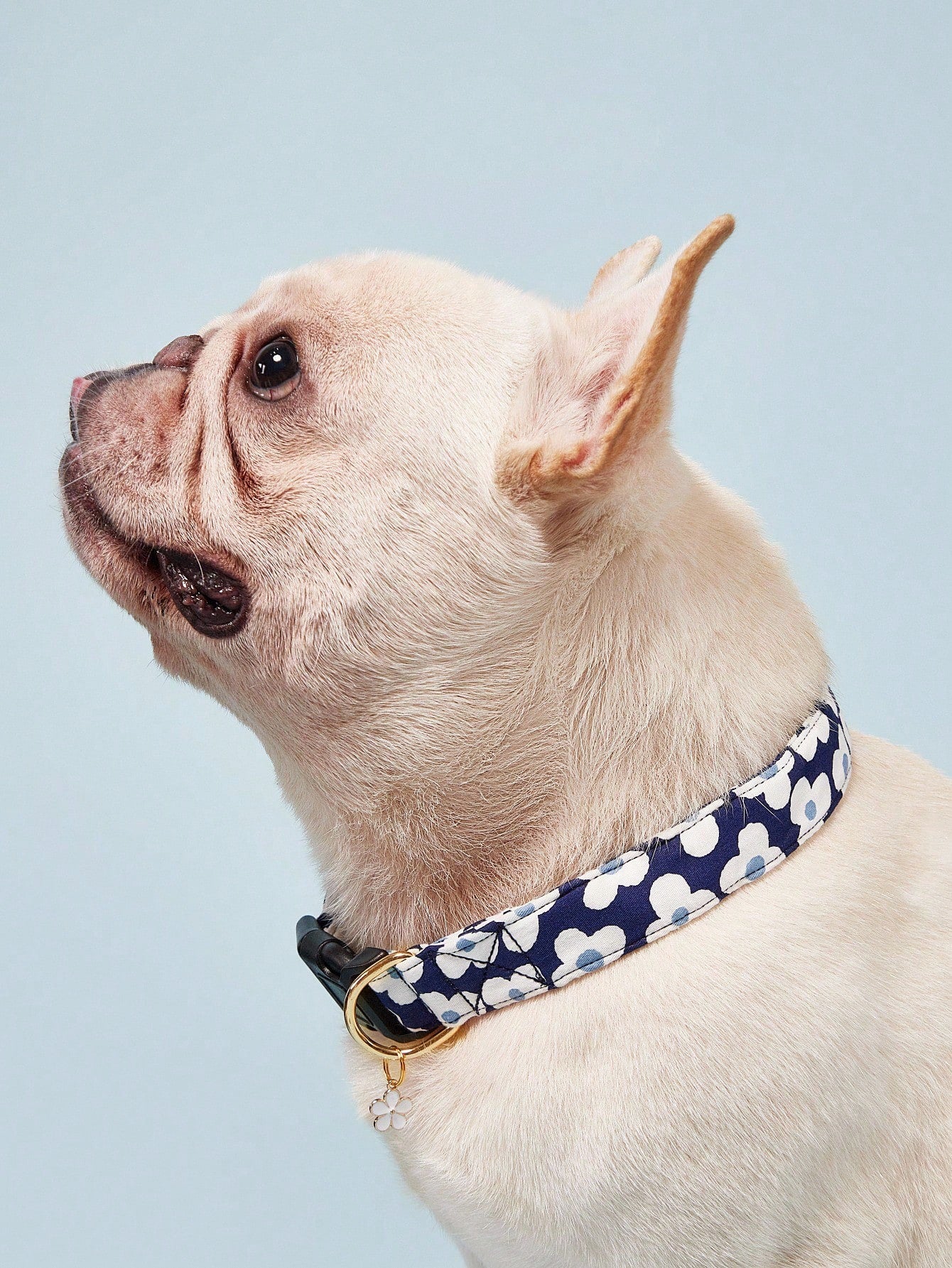 Soft flower print dog collar with adjustable fit and floral pendant for dogs