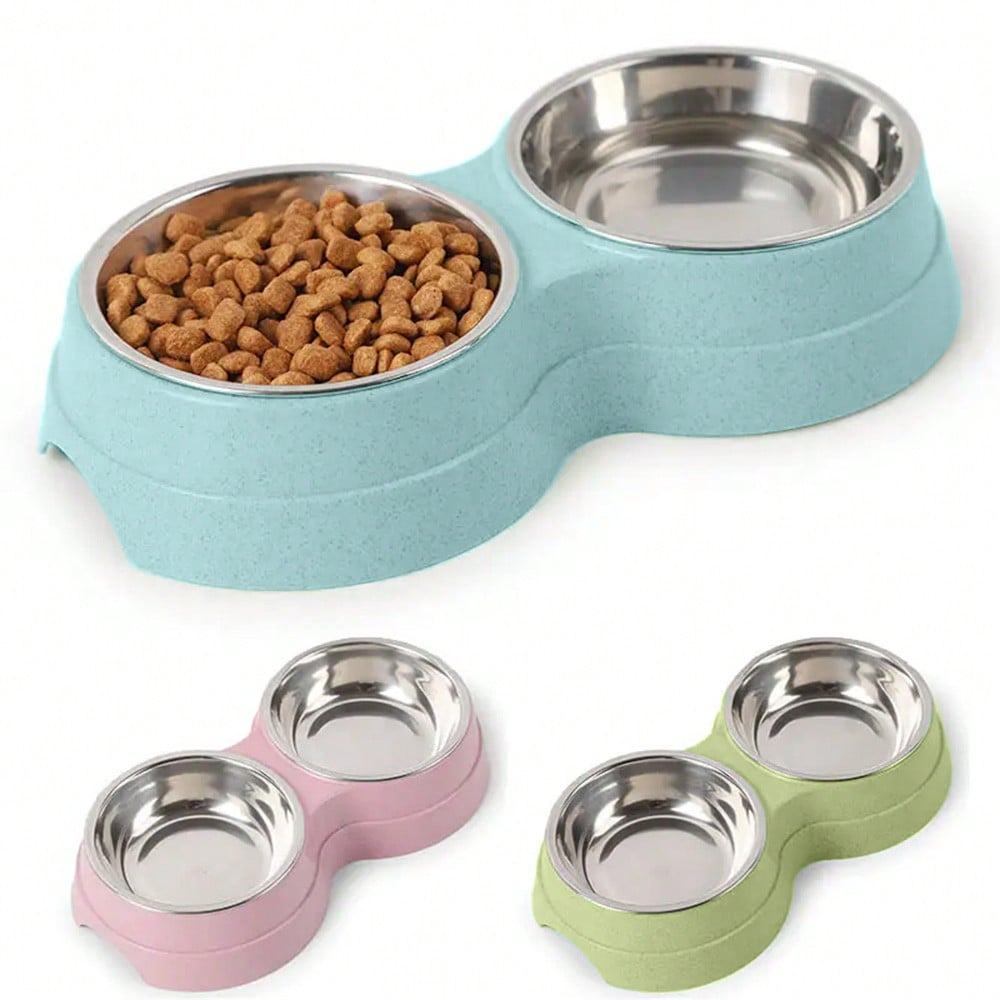 Stainless Steel Double Pet Bowls For Dogs And Cats - Non-Skid Base - Perfect For Food And Water - Easy To Clean