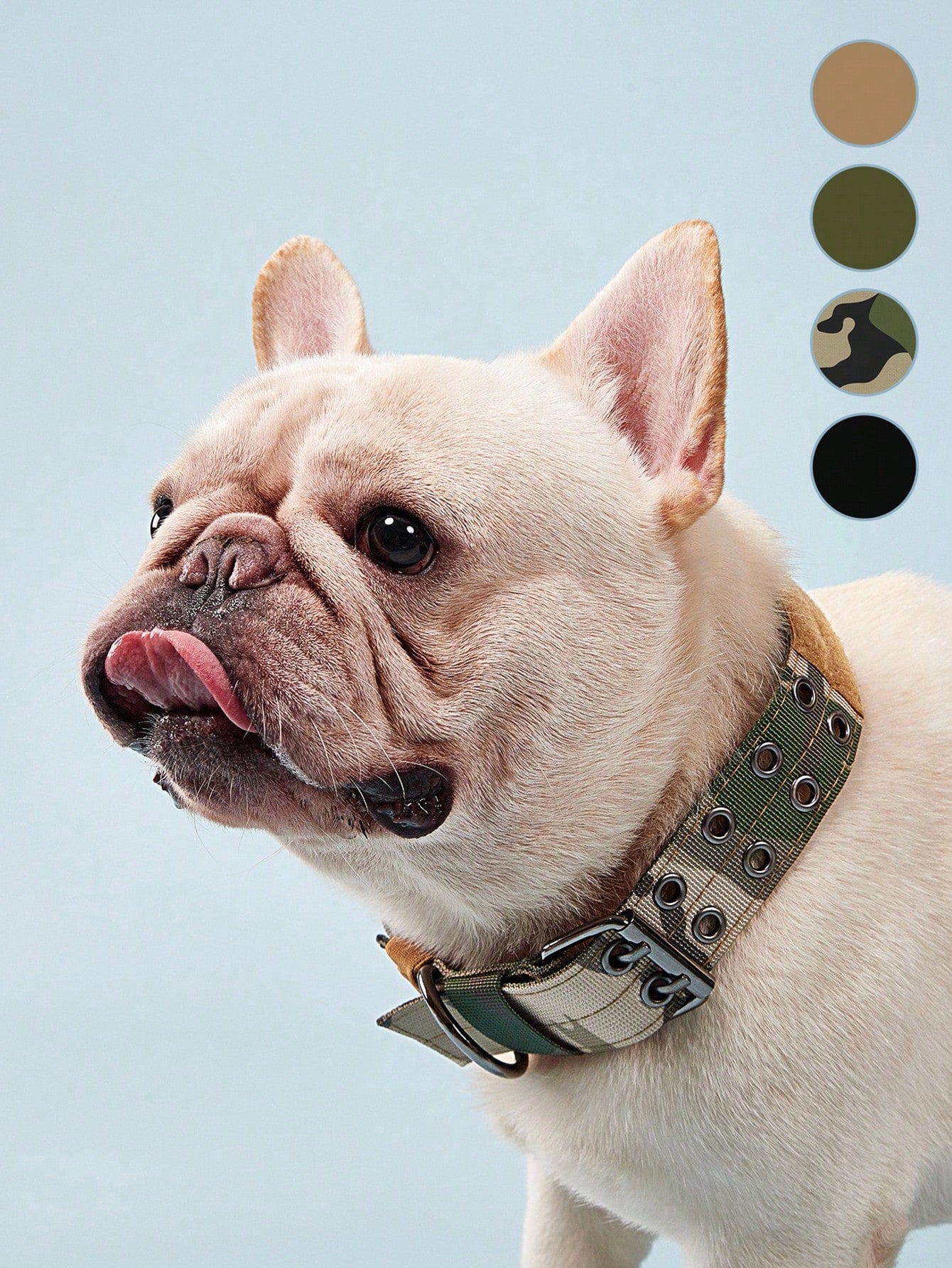 Adjustable multicolor nylon dog collar with tactical training design and patch panel for medium and large dogs