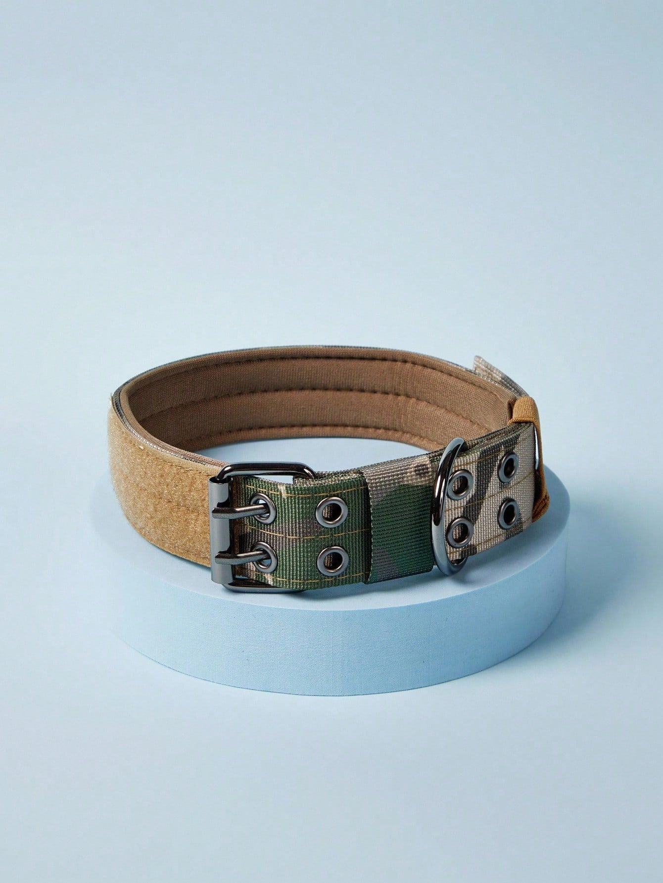 Adjustable multicolor nylon dog collar with tactical training design and patch panel for medium and large dogs