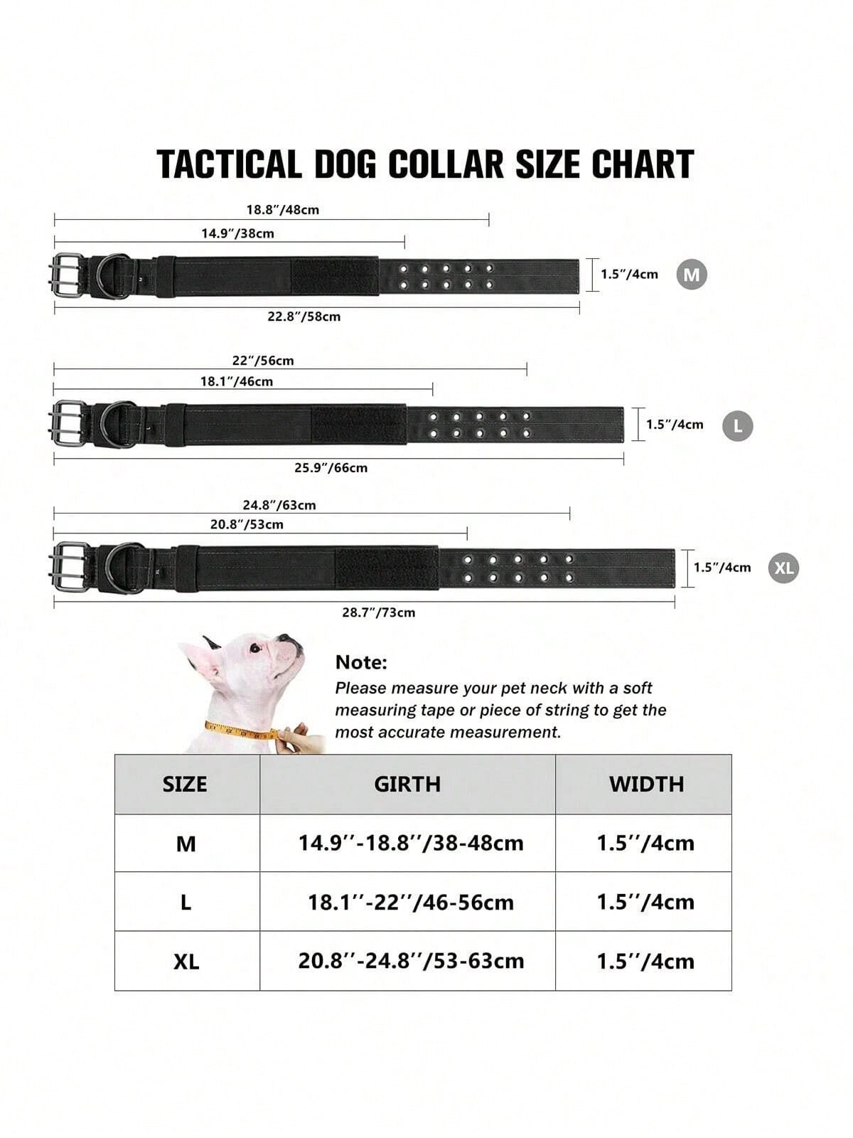 Adjustable multicolor nylon dog collar with tactical training design and patch panel for medium and large dogs