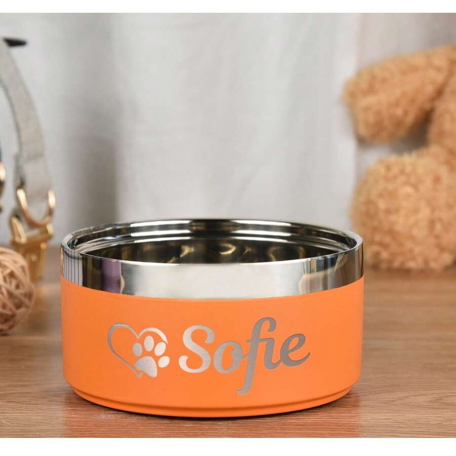 Multicolor stainless steel pet bowl with anti-slip and anti-spill base designed for medium and large dogs.