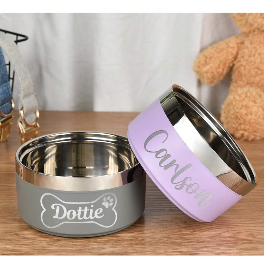 Multicolor stainless steel pet bowl with anti-slip and anti-spill base designed for medium and large dogs.