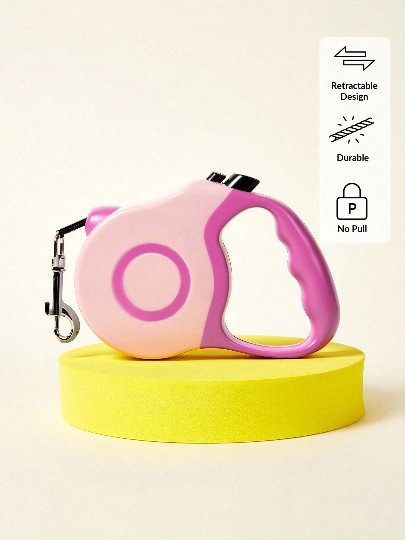 Pink automatic retractable pet leash with ABS handle for cats and dogs, available in 3m or 5m length