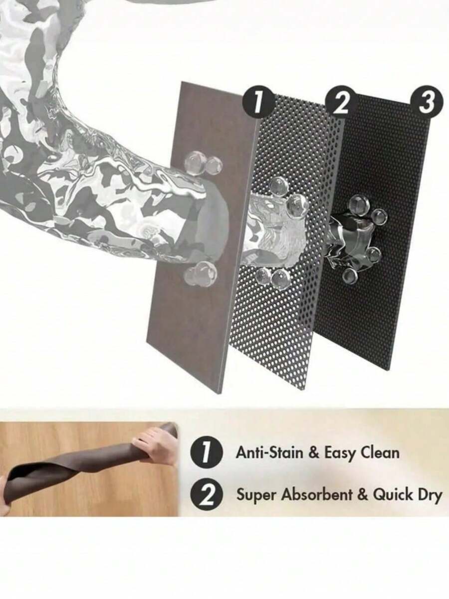 Black and white cartoon diatomite pet feeding mat placed under dog and cat food and water bowls to catch spills.