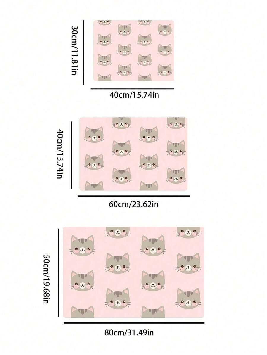 Black and white cartoon diatomite pet feeding mat placed under dog and cat food and water bowls to catch spills.