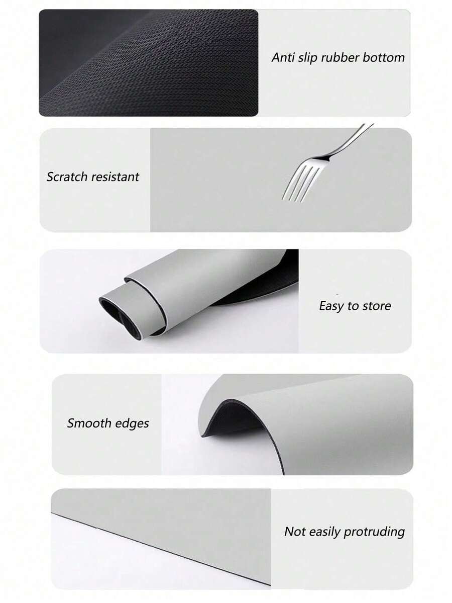 Black and white cartoon diatomite pet feeding mat placed under dog and cat food and water bowls to catch spills.