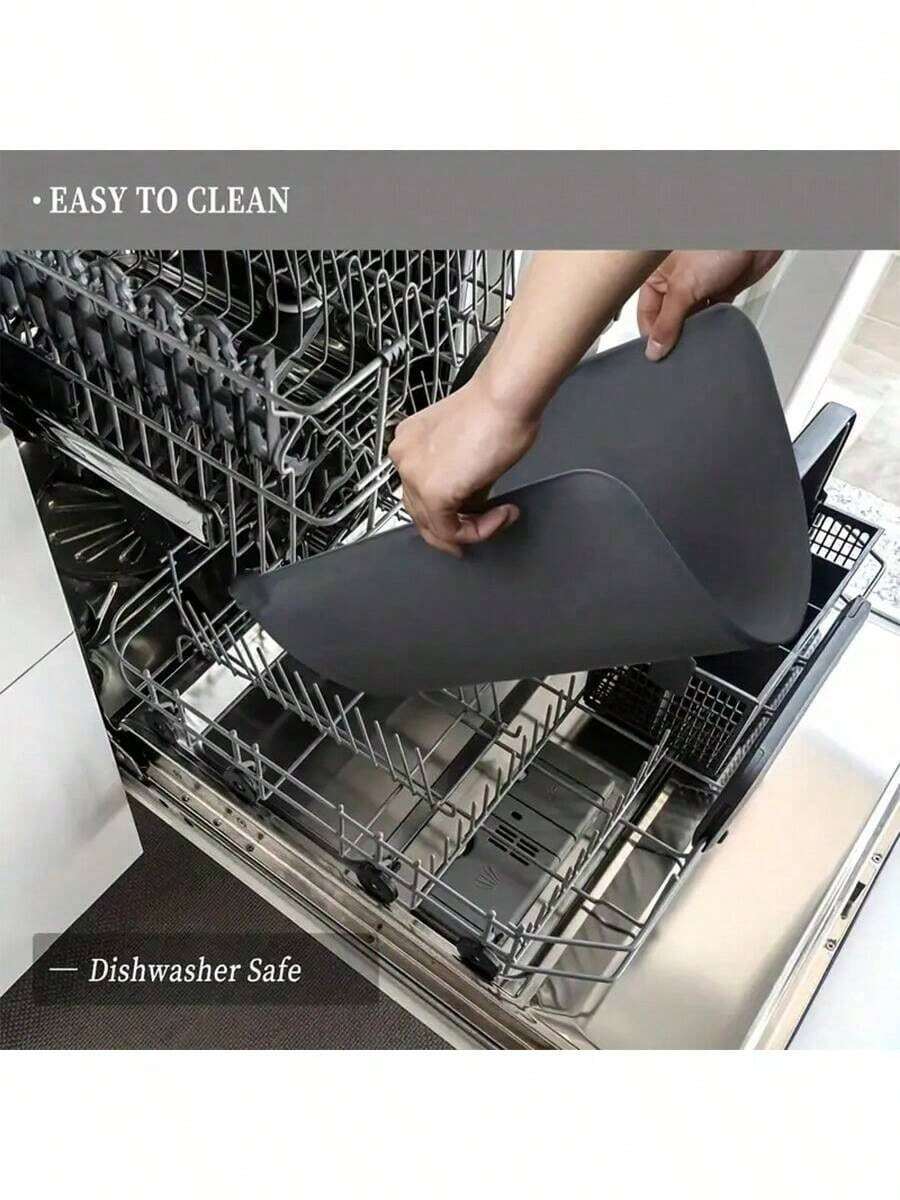 Black and white cartoon diatomite pet feeding mat placed under dog and cat food and water bowls to catch spills.
